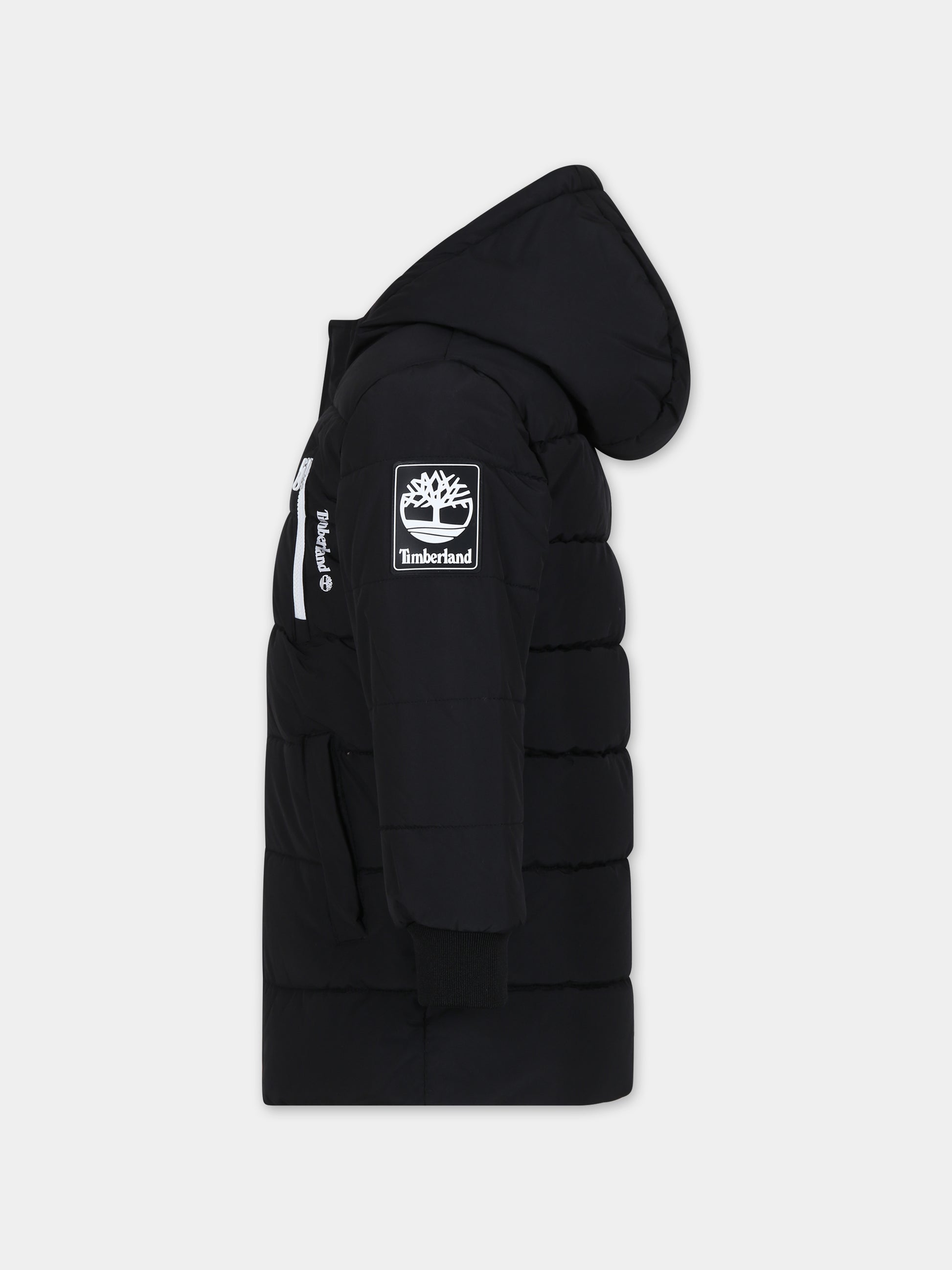 Piumino nero per bambino con logo,Timberland,T26596 09B