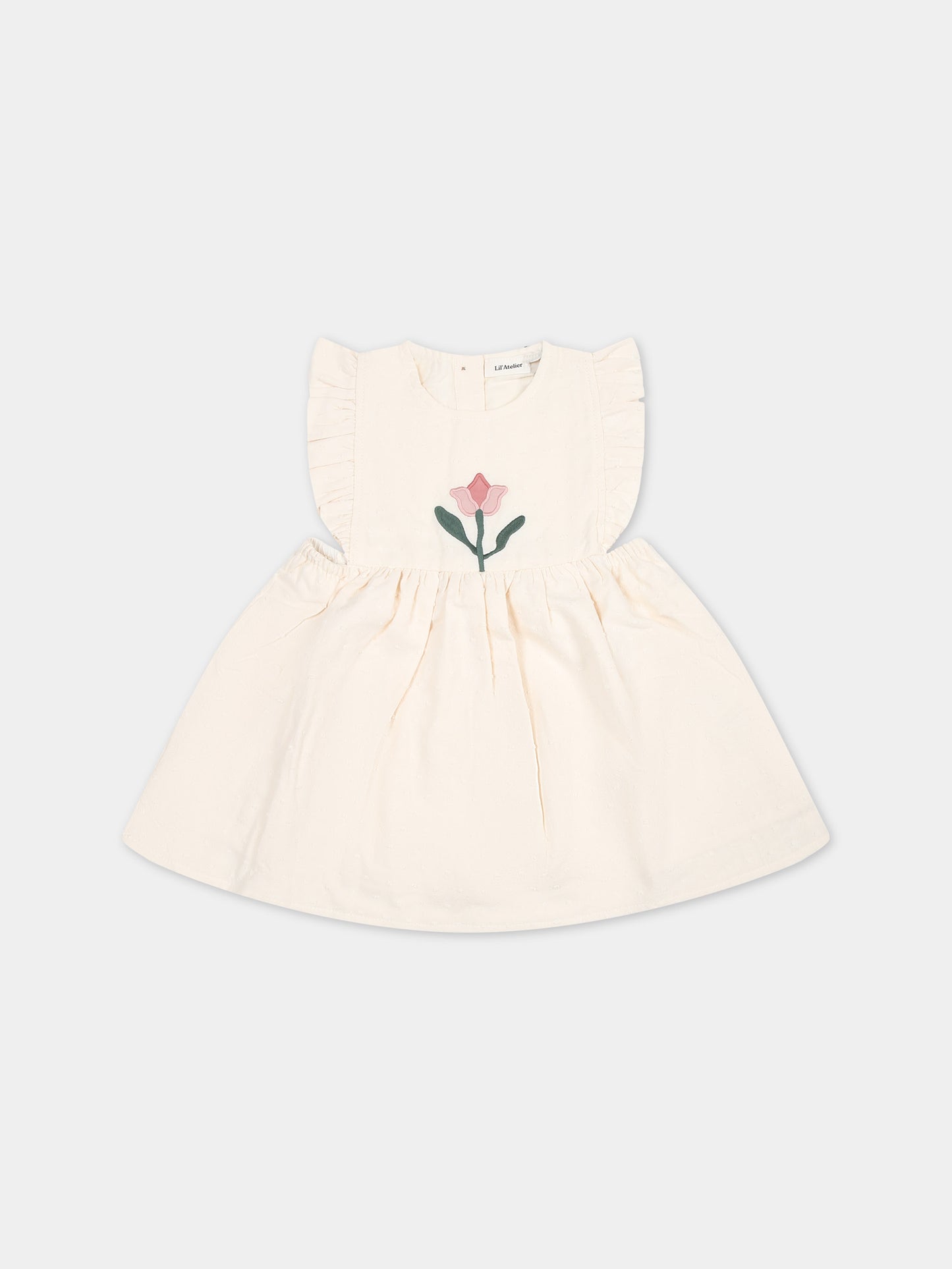 Vestito rosa per neonata con fiore,Lil' Atelier,13227384 TURTLEDOVE