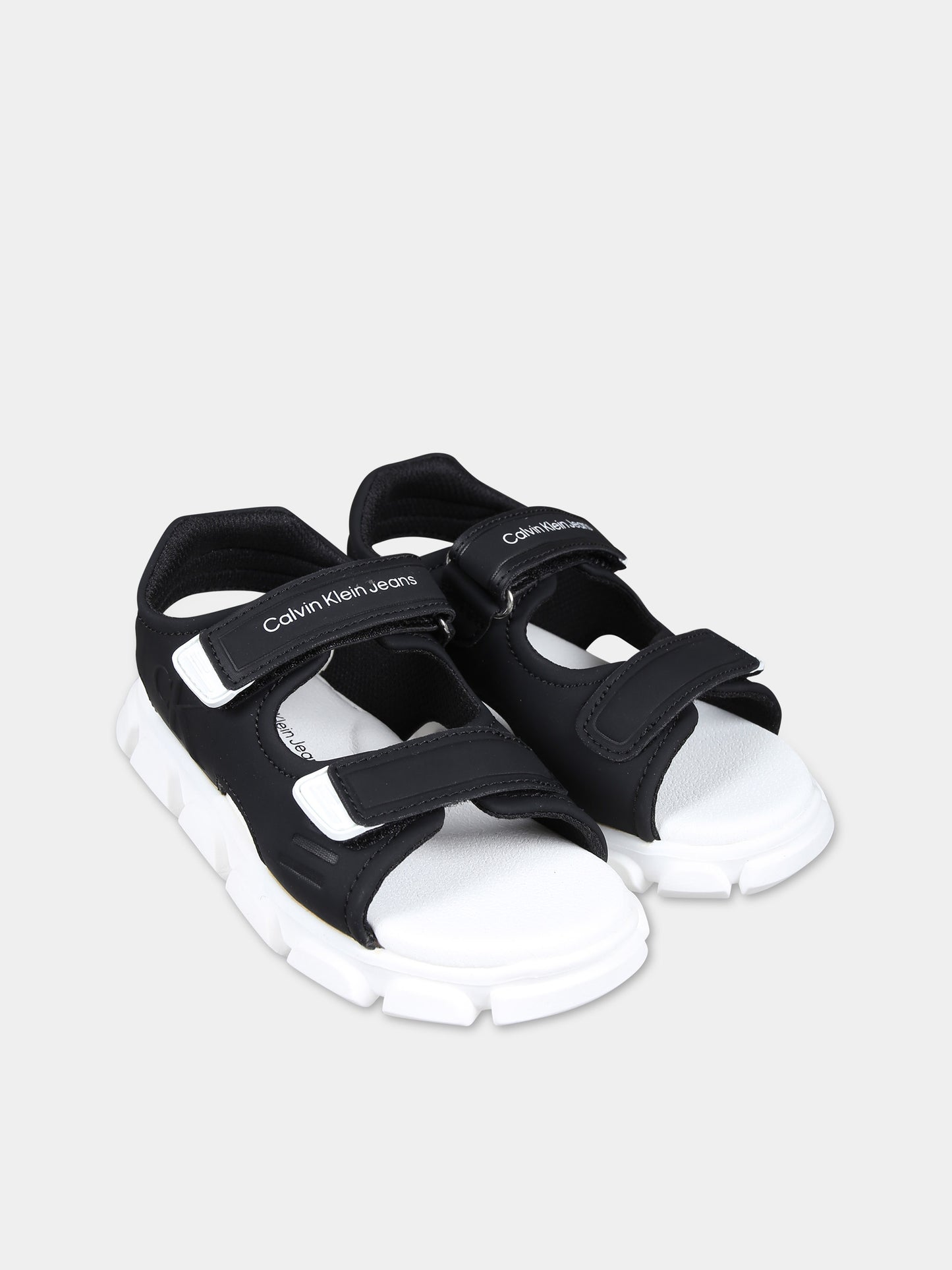Sandali neri per bambini con logo,Calvin Klein Kids,V1B2 80905 1355999