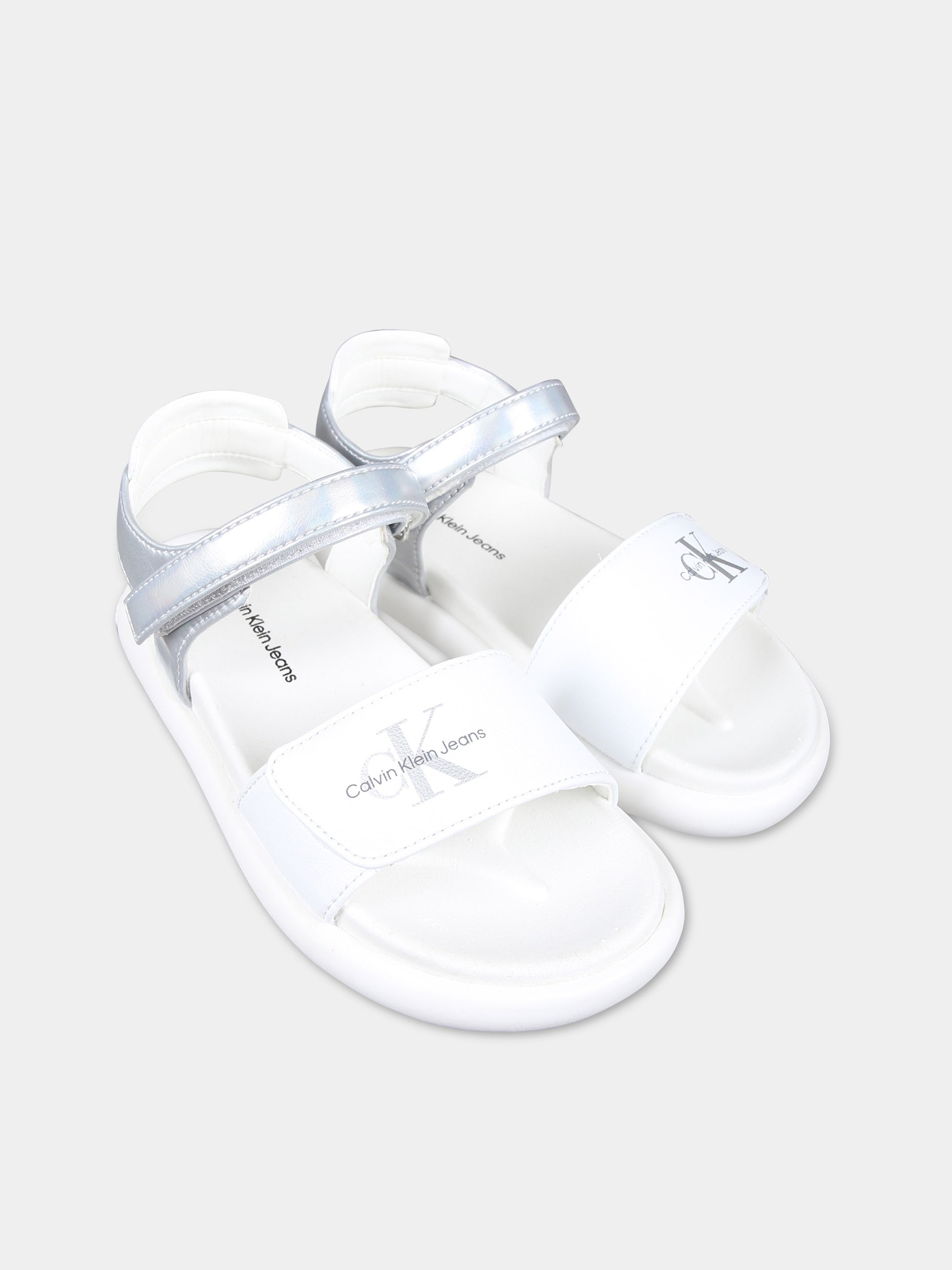 Sandali bianchi per bambina con logo,Calvin Klein Kids,V1A2 80817 1013X025