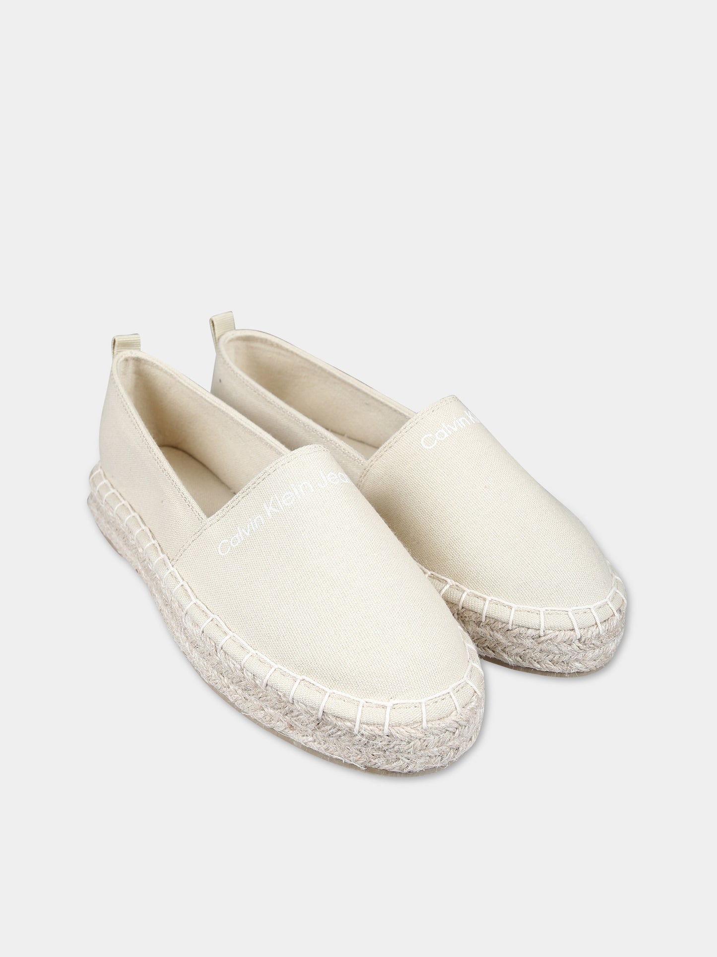 Espadrillas beige per bambina con logo,Calvin Klein Kids,V3A7 80838 0048500