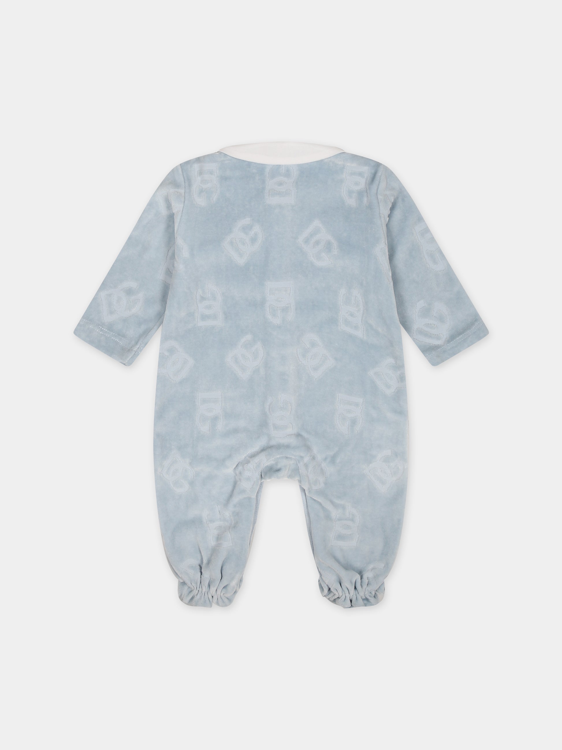 Tutina celeste per neonato con logo,Dolce & Gabbana Kids,L1JO4U G7G3Y B0276