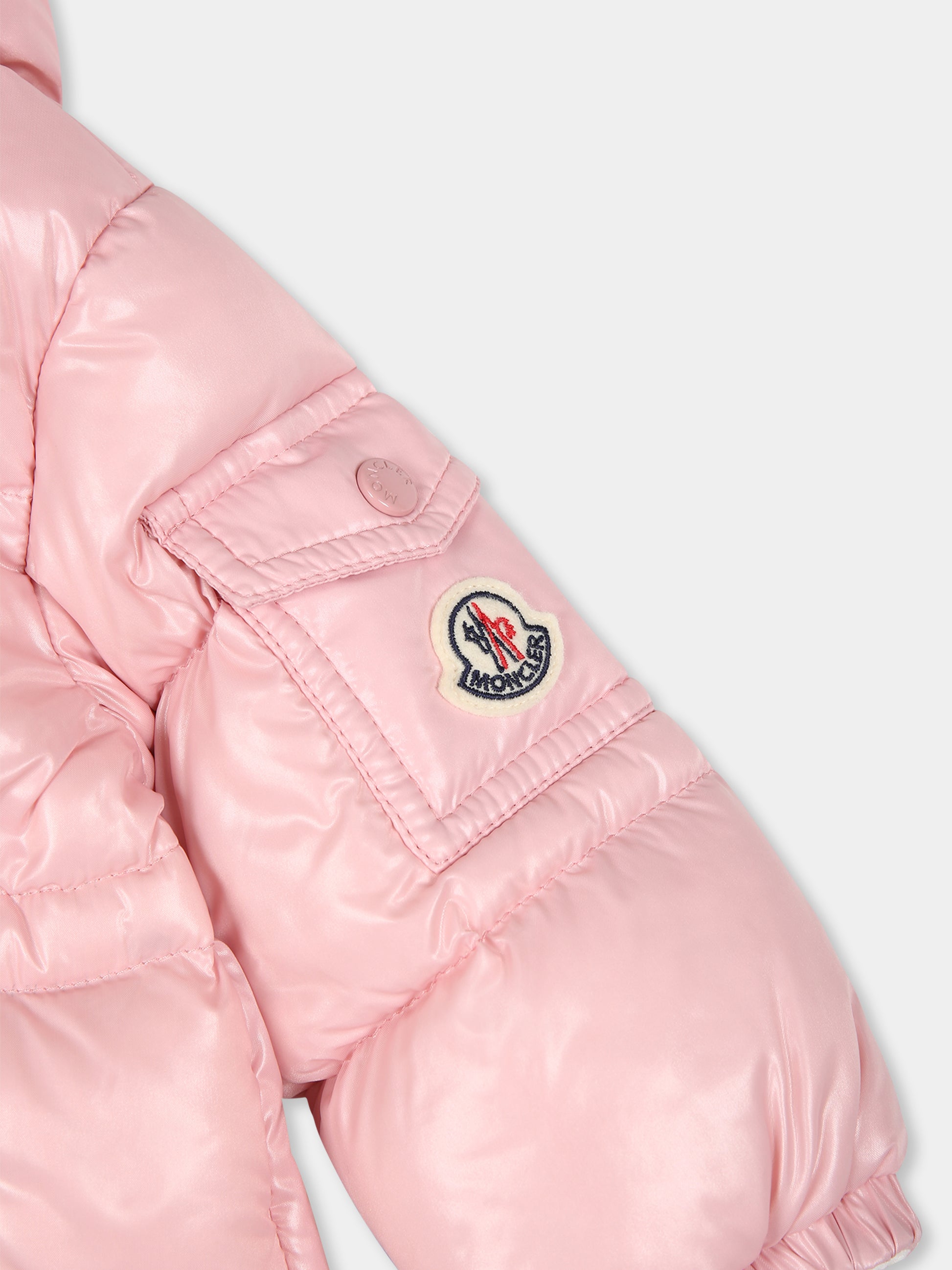 Piumino Maire rosa per neonata con logo,Moncler Kids,J2951 1A00039 68950 523