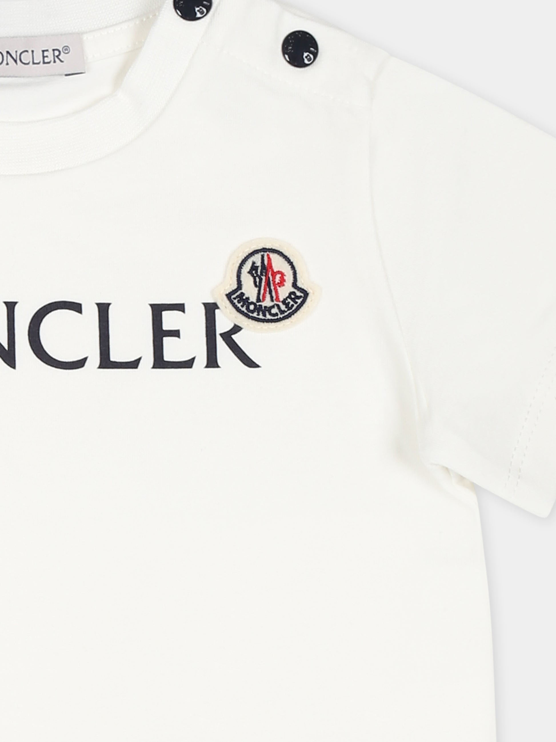 T-shirt bianca per neonati con logo,Moncler Kids,J2951 8C00005 8790N 034