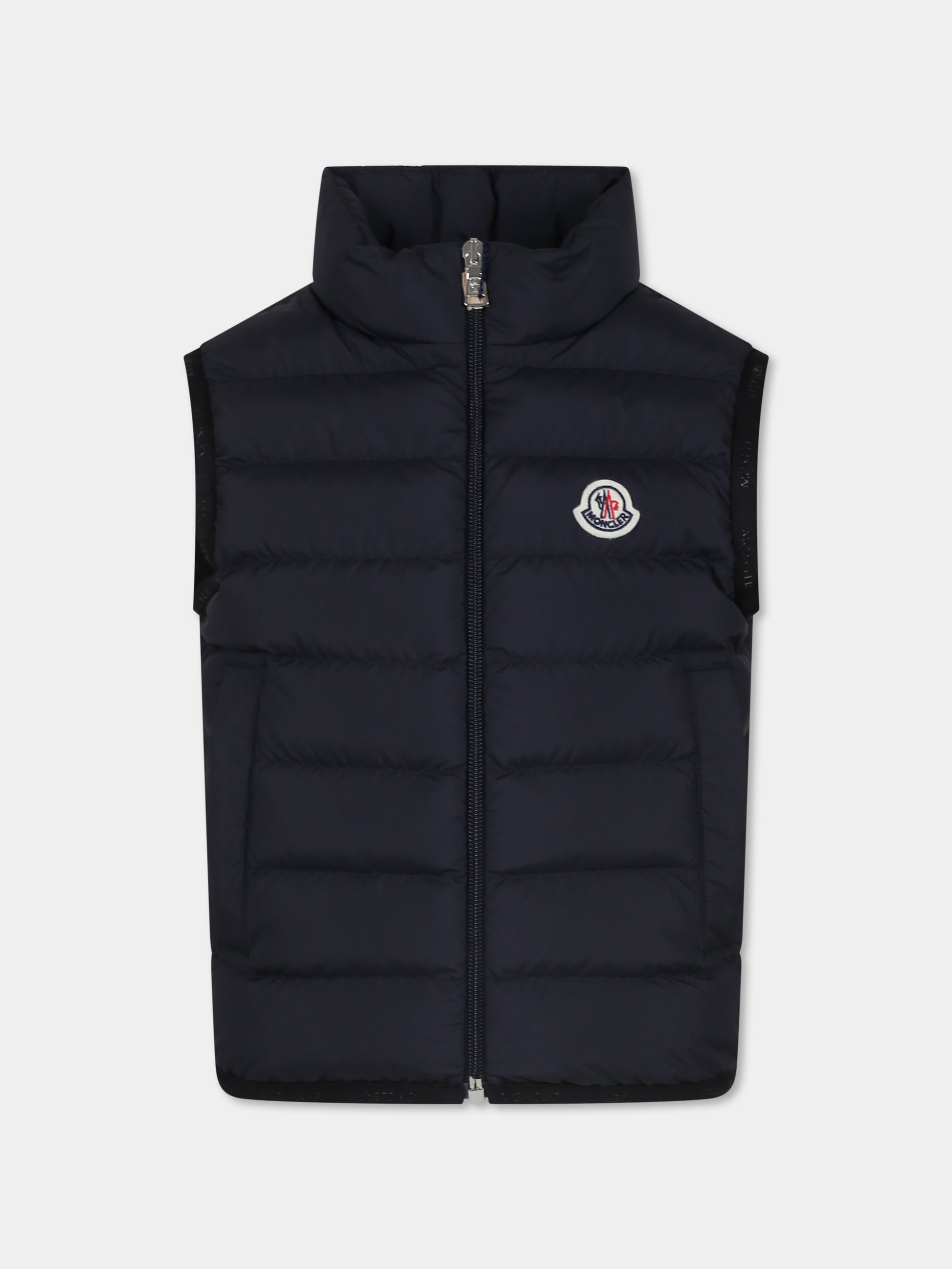 Gilet Contrin blu per bambino con logo,Moncler Kids,J2954 1A00105 54A81 778