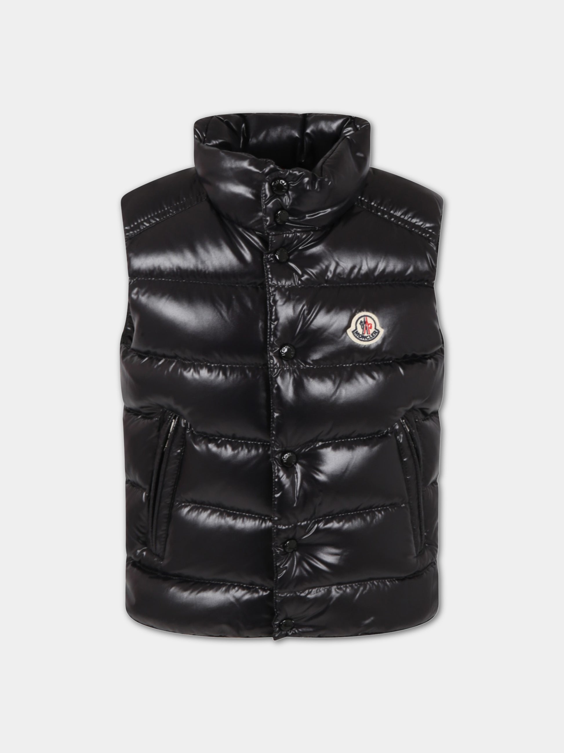 Gilet ''Tib'' nero per bambino con patch,Moncler Kids,J2954 1A12620 68950 999