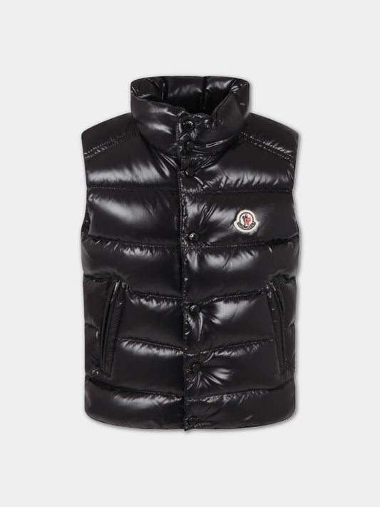 Gilet ''Tib'' nero per bambino con patch,Moncler Kids,J2954 1A12620 68950 999