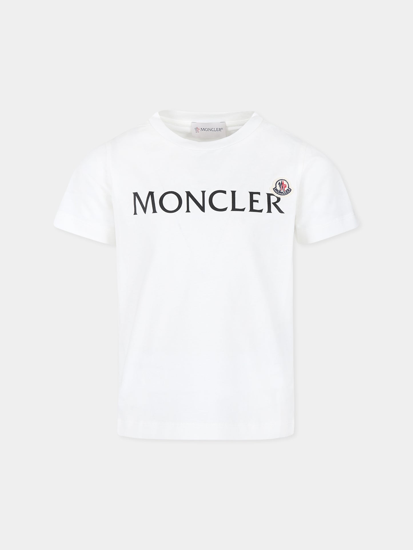 T-shirt bianca per bambini con logo,Moncler Kids,J2954 8C00003 89AFV 034