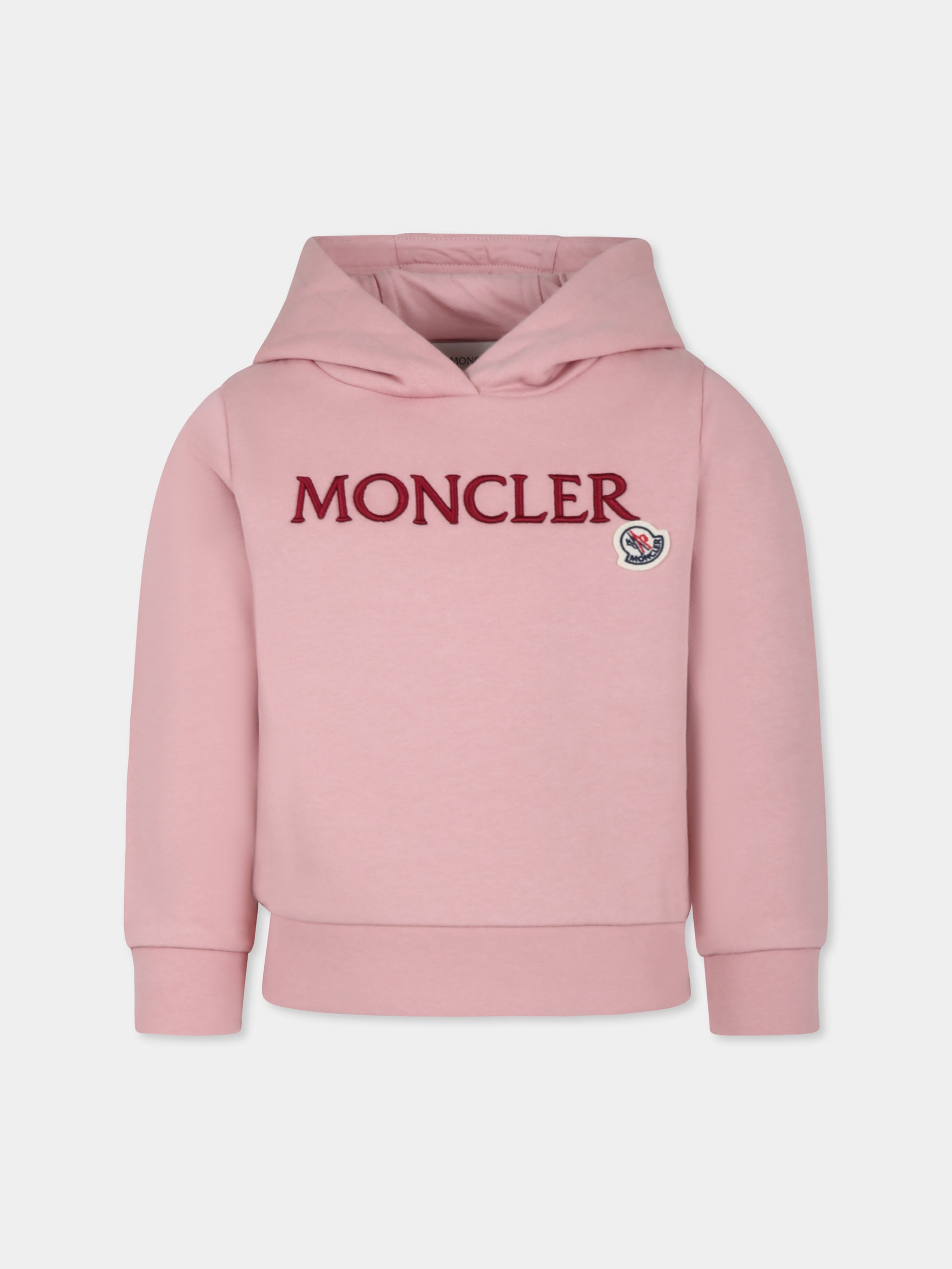 Felpa rosa per bambina con logo,Moncler Kids,J2954 8G00014 899PS 500