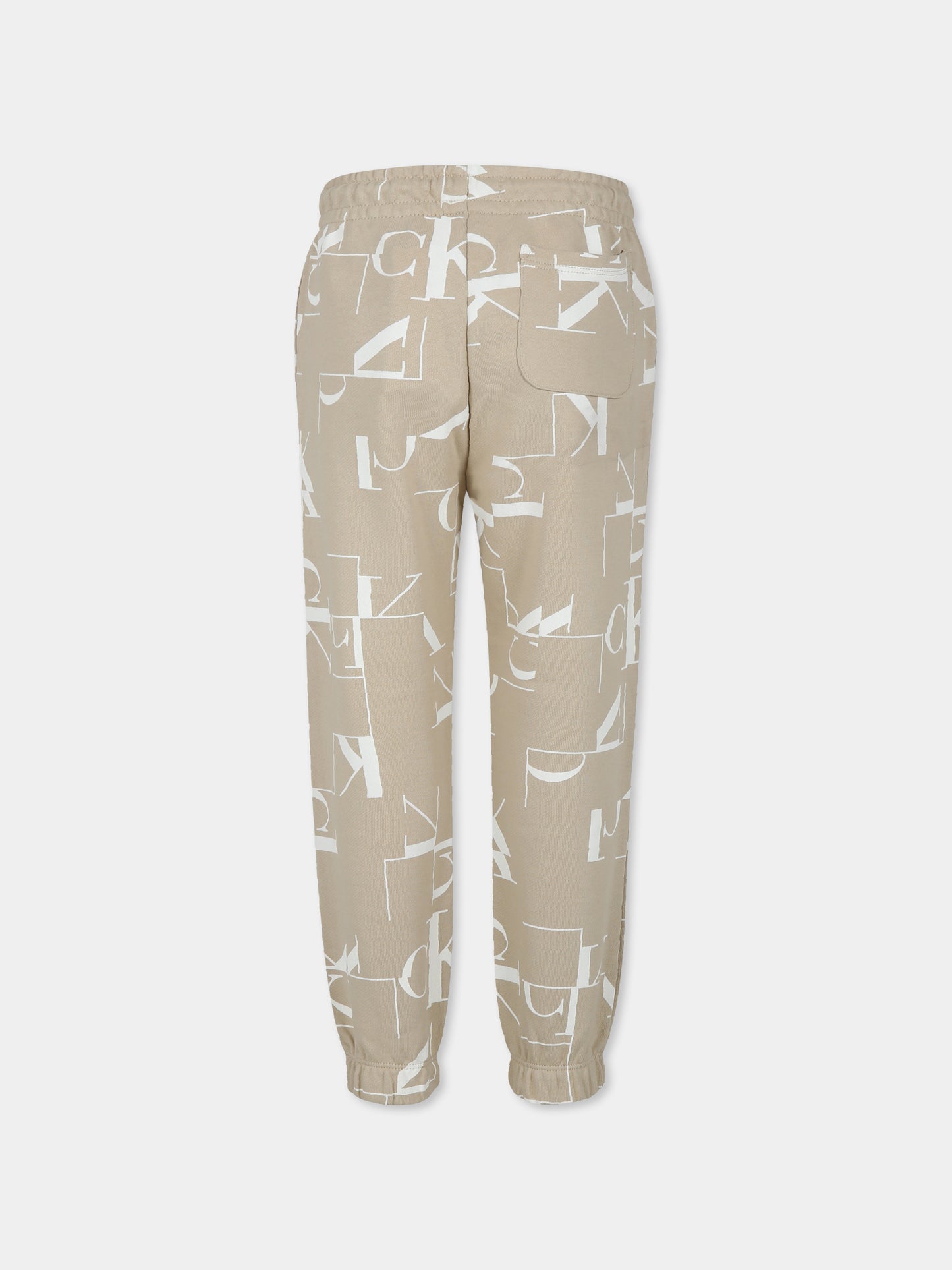 Pantaloni beige per bambino con logo,Calvin Klein Kids,IB0IB02124J 0F5