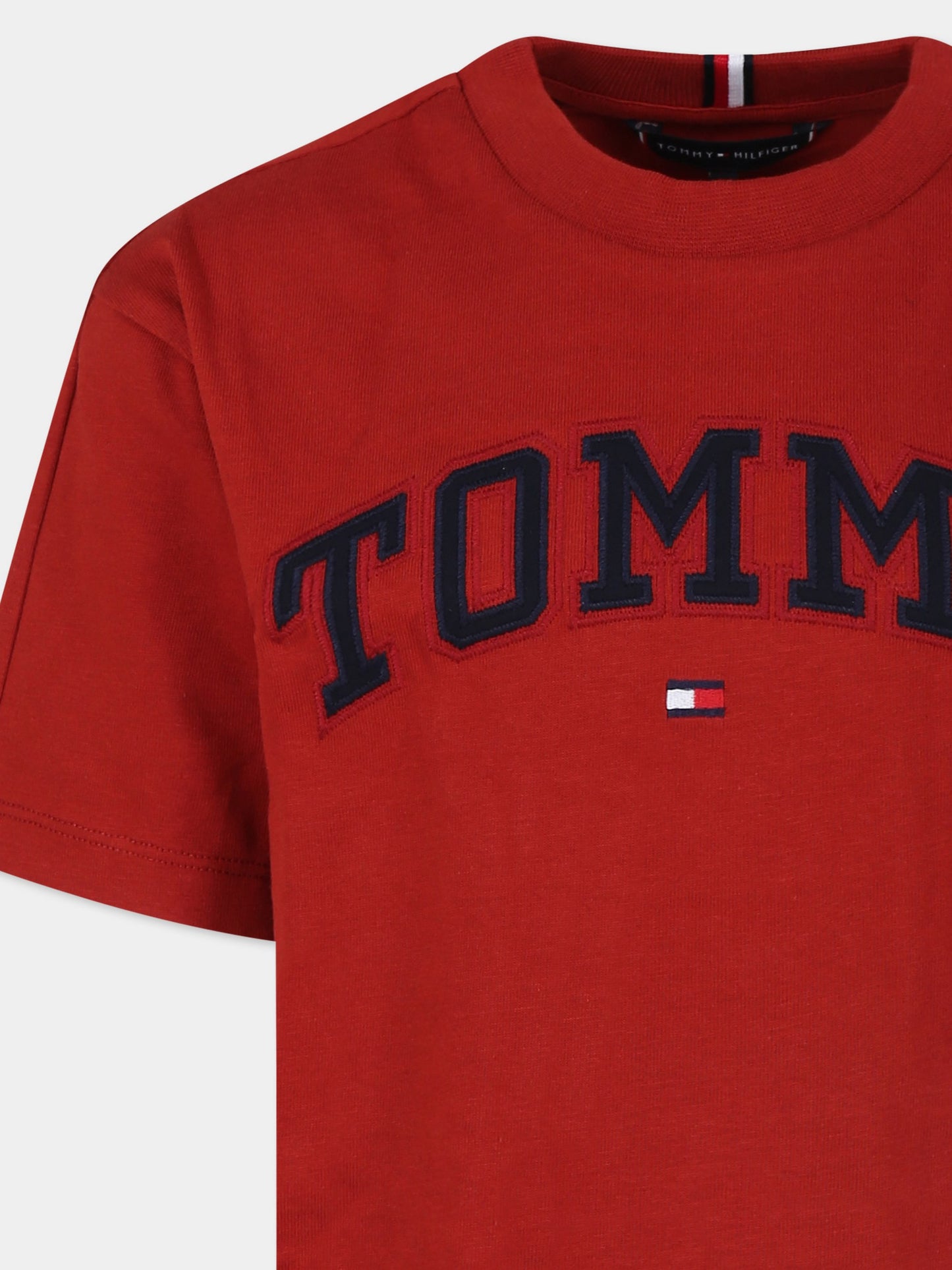 T-shirt rossa per bambino con logo,Tommy Hilfiger Junior,KB0KB08666J XNN