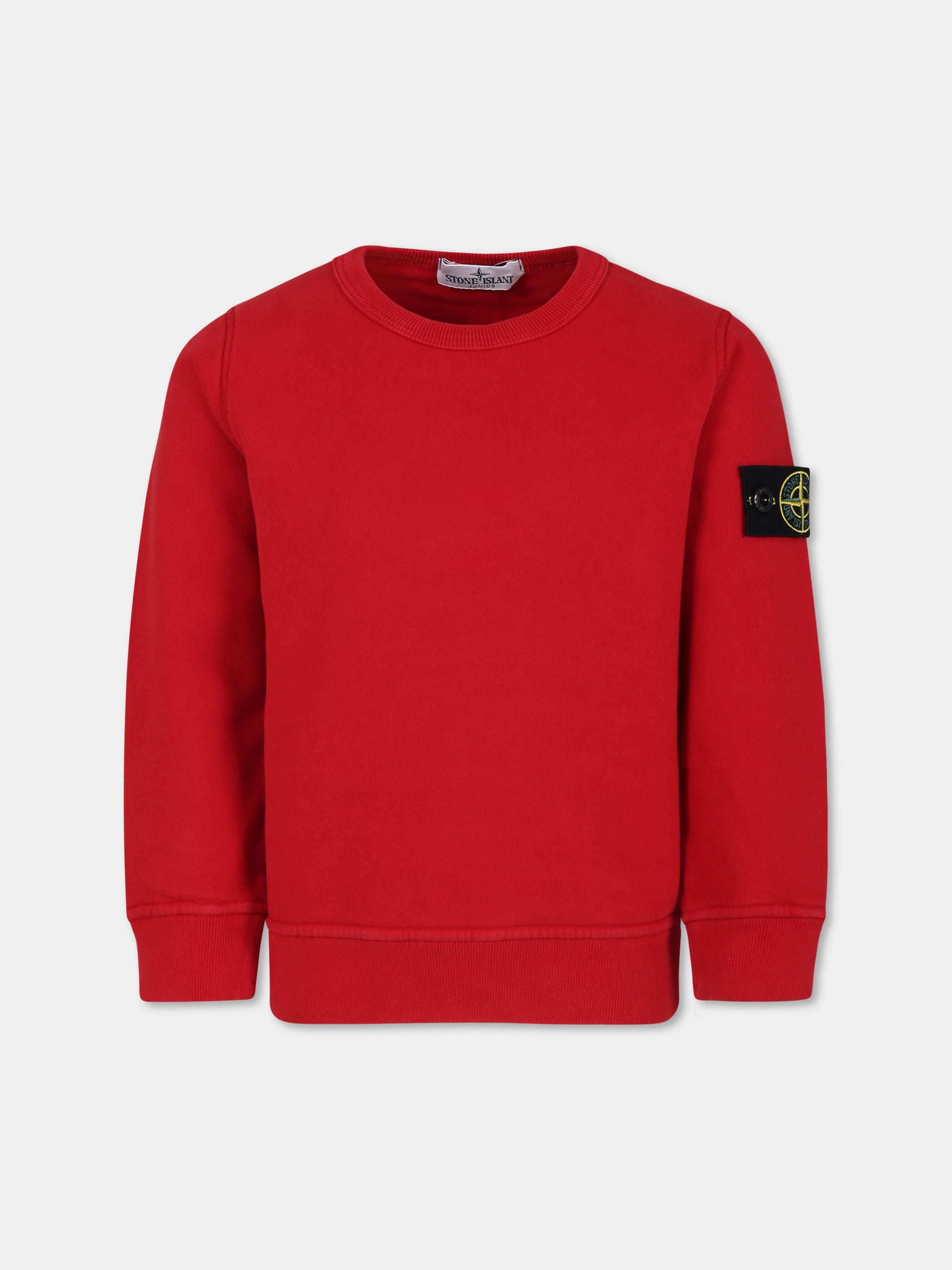 Felpa rossa per bambino con bussola,Stone Island Junior,811661320 V0010