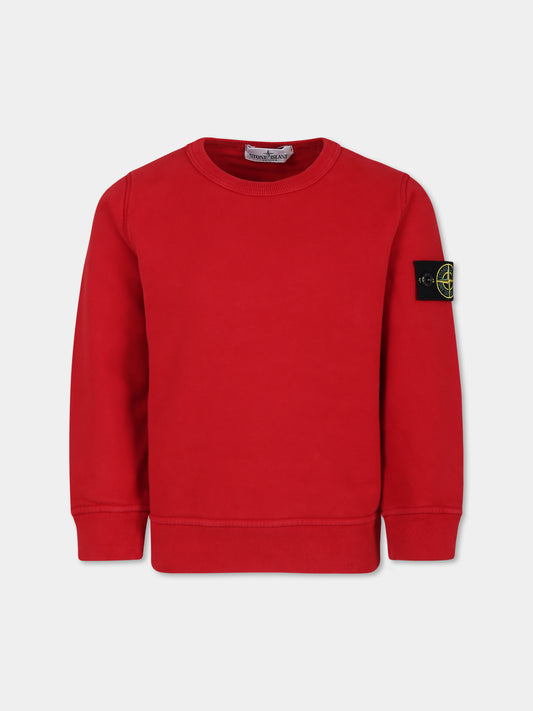 Felpa rossa per bambino con bussola,Stone Island Junior,811661320 V0010