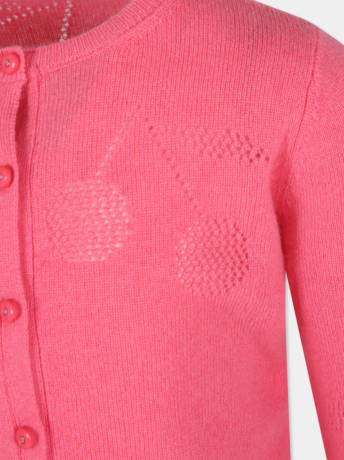 Cardigan rosa per bambina con ciliegie,Bonpoint,P04GCAK00003 028D