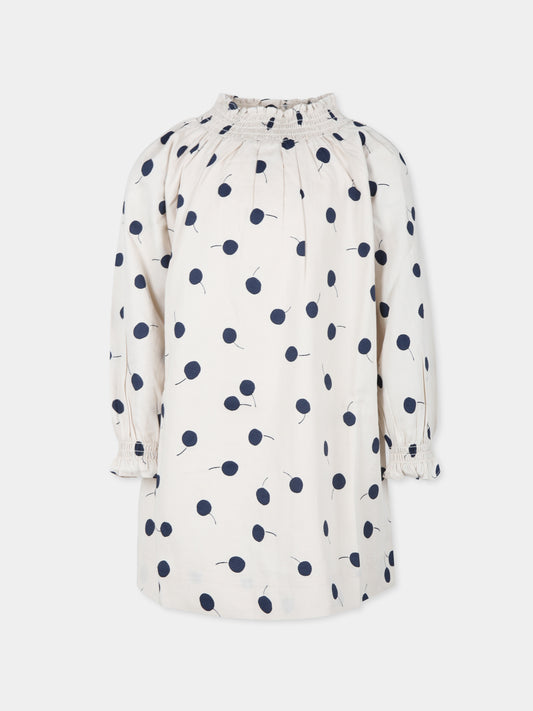 Vestito beige per bambina con ciliegie,Bonpoint,W04GDRW00013 670