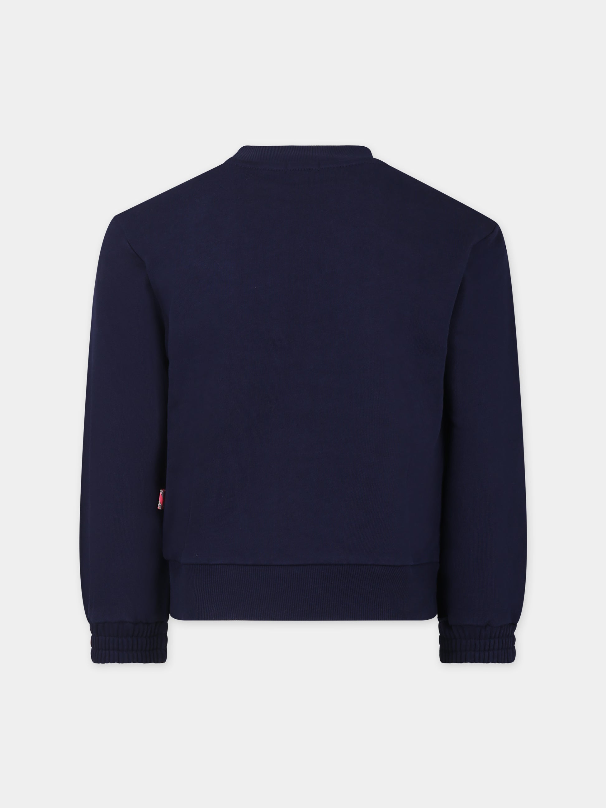 Felpa blu per bambina con stelle e cuori,Billieblush,U15B77 85T