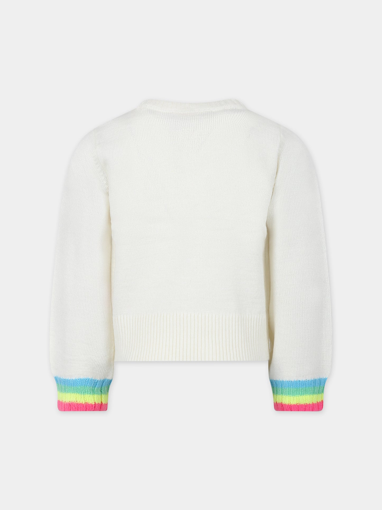 Maglione avorio per bambina con cuore e scritta,Billieblush,U15C22 121