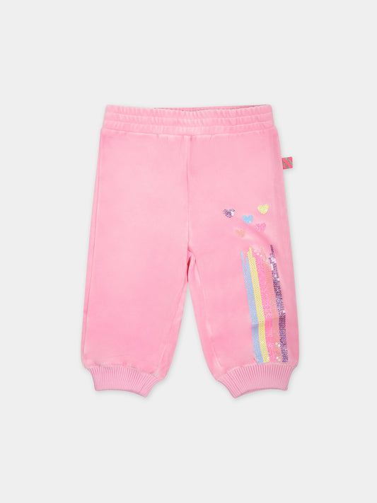 Pantaloni rosa per neonata con cuori,Billieblush,U04281 47C