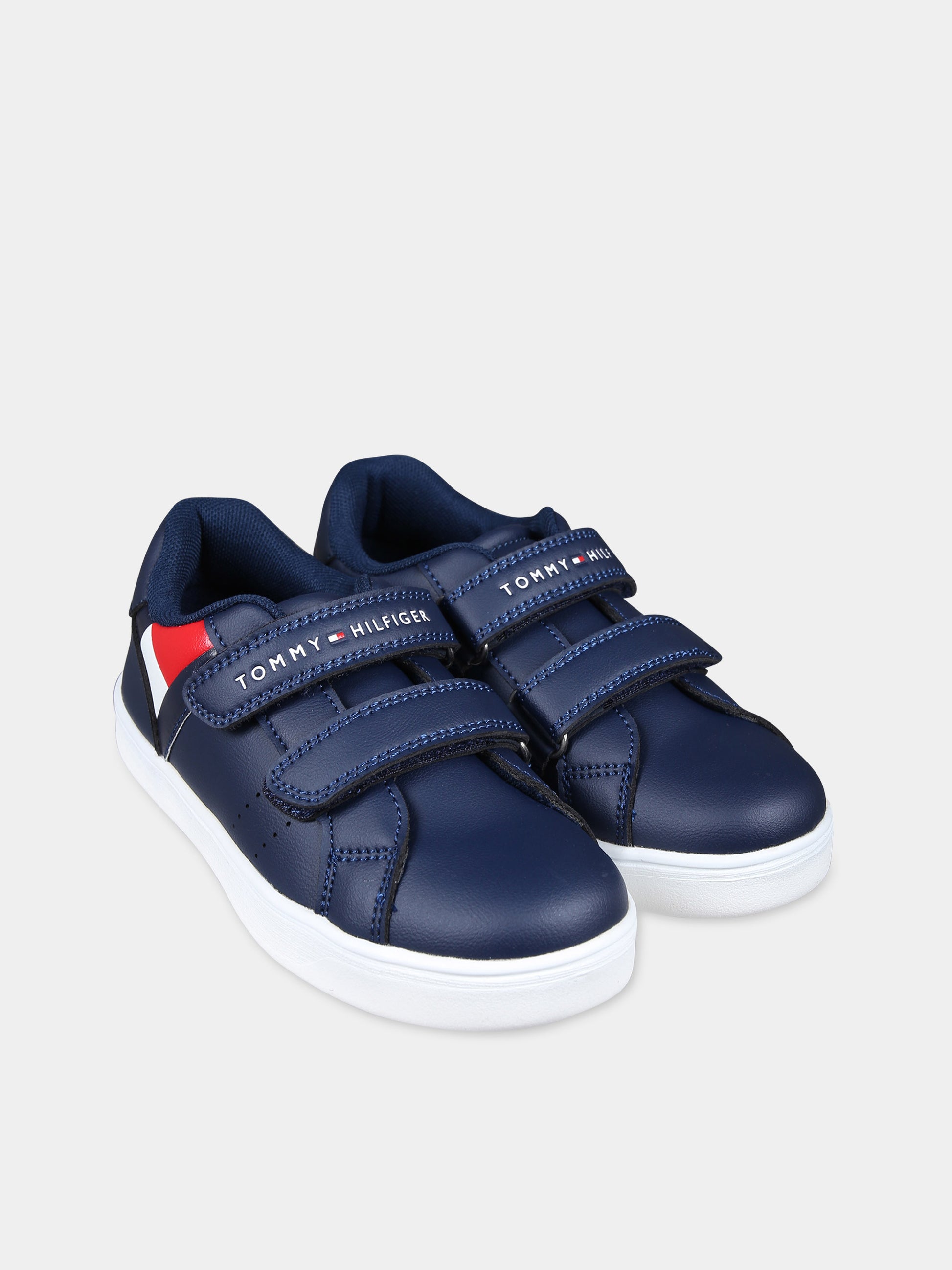 Sneakers blu per bambini con bandierina e logo,Tommy Hilfiger Junior,T1B9 33327 1355800