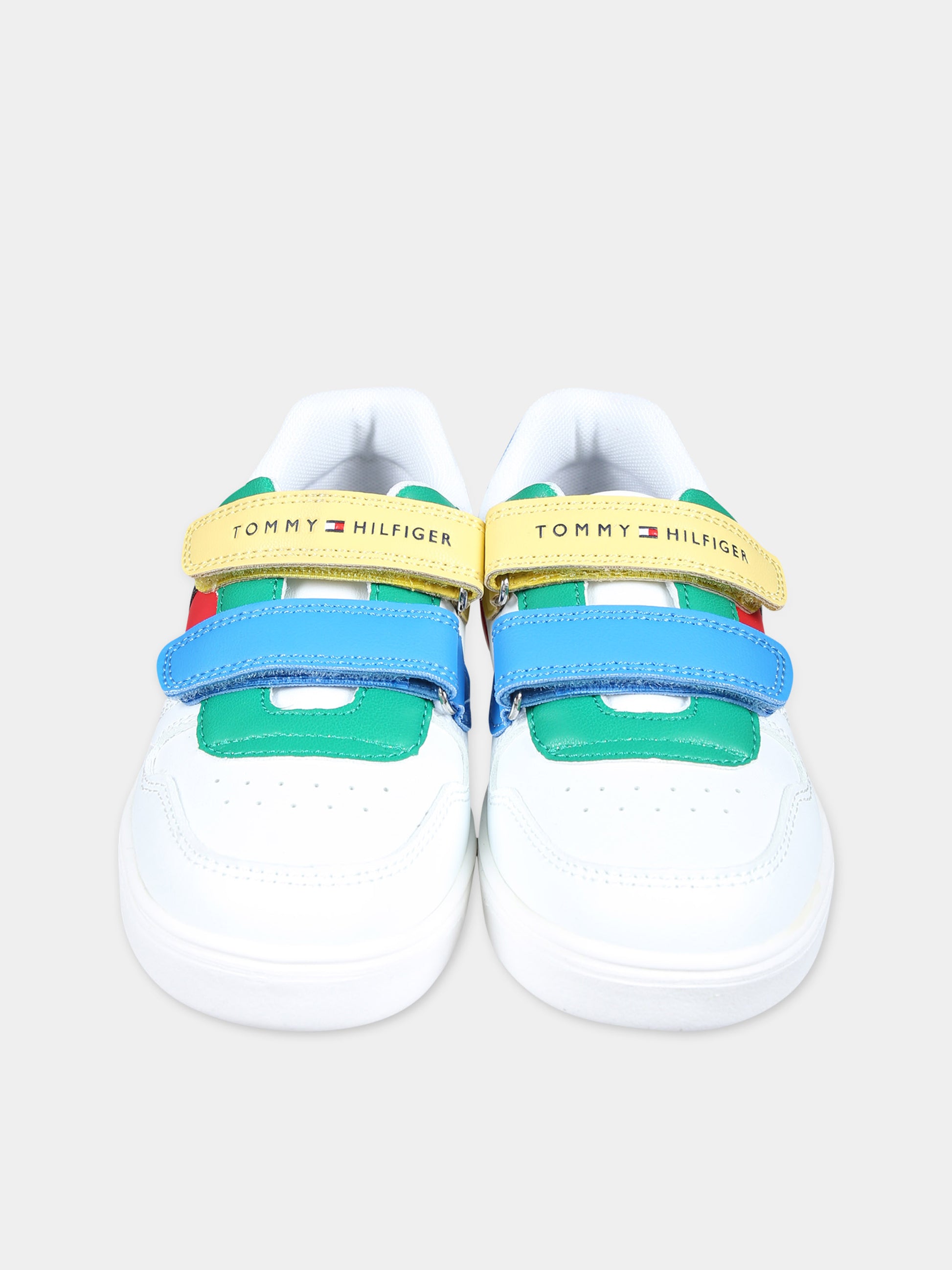 Sneakers bianche per bambini con bandierina e logo,Tommy Hilfiger Junior,T1B9 33333 1355Y913