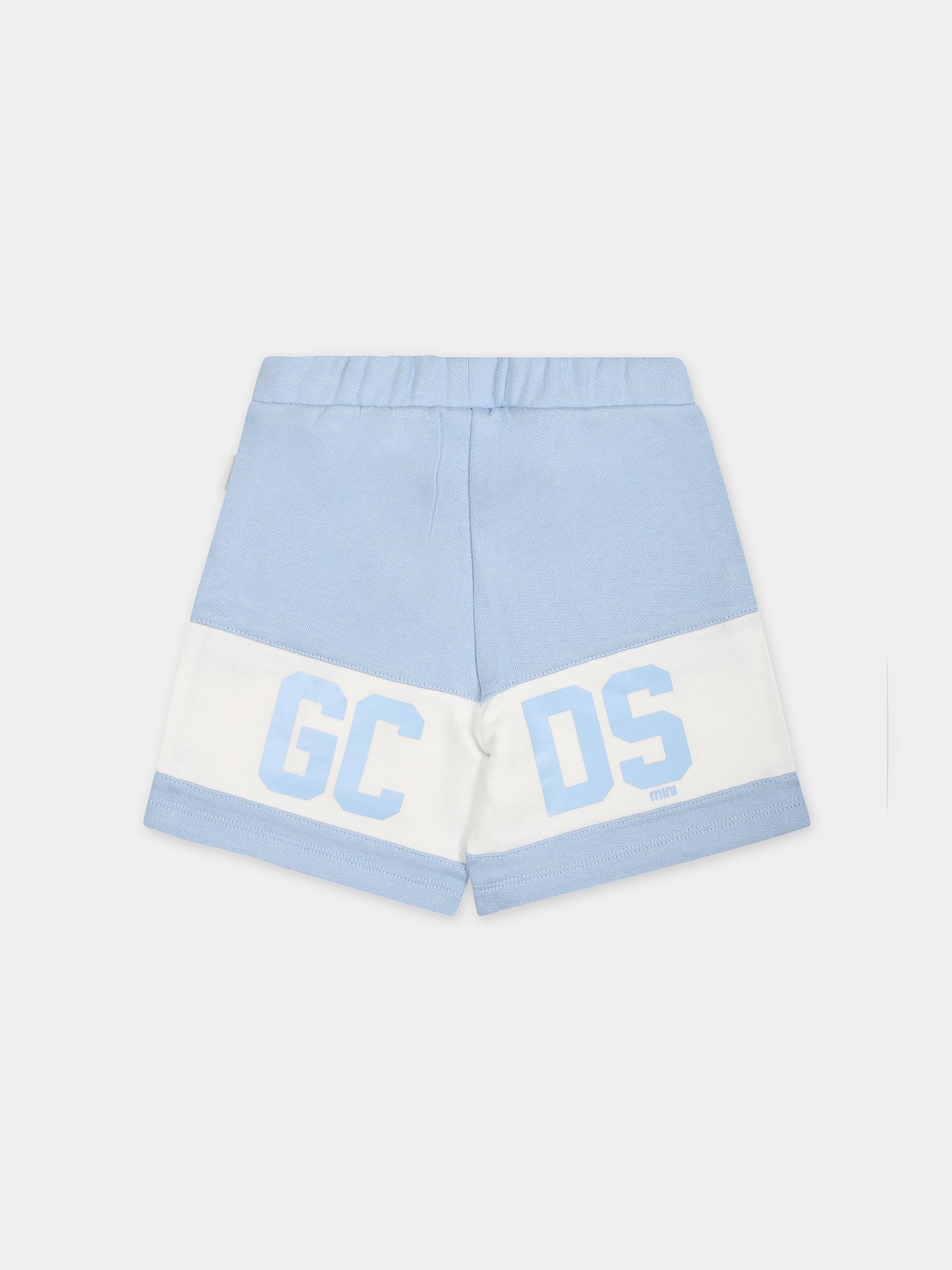 Shorts sportivi celesti per neonati con logo,Gcds Kids,GMQ002 LCA33 40069