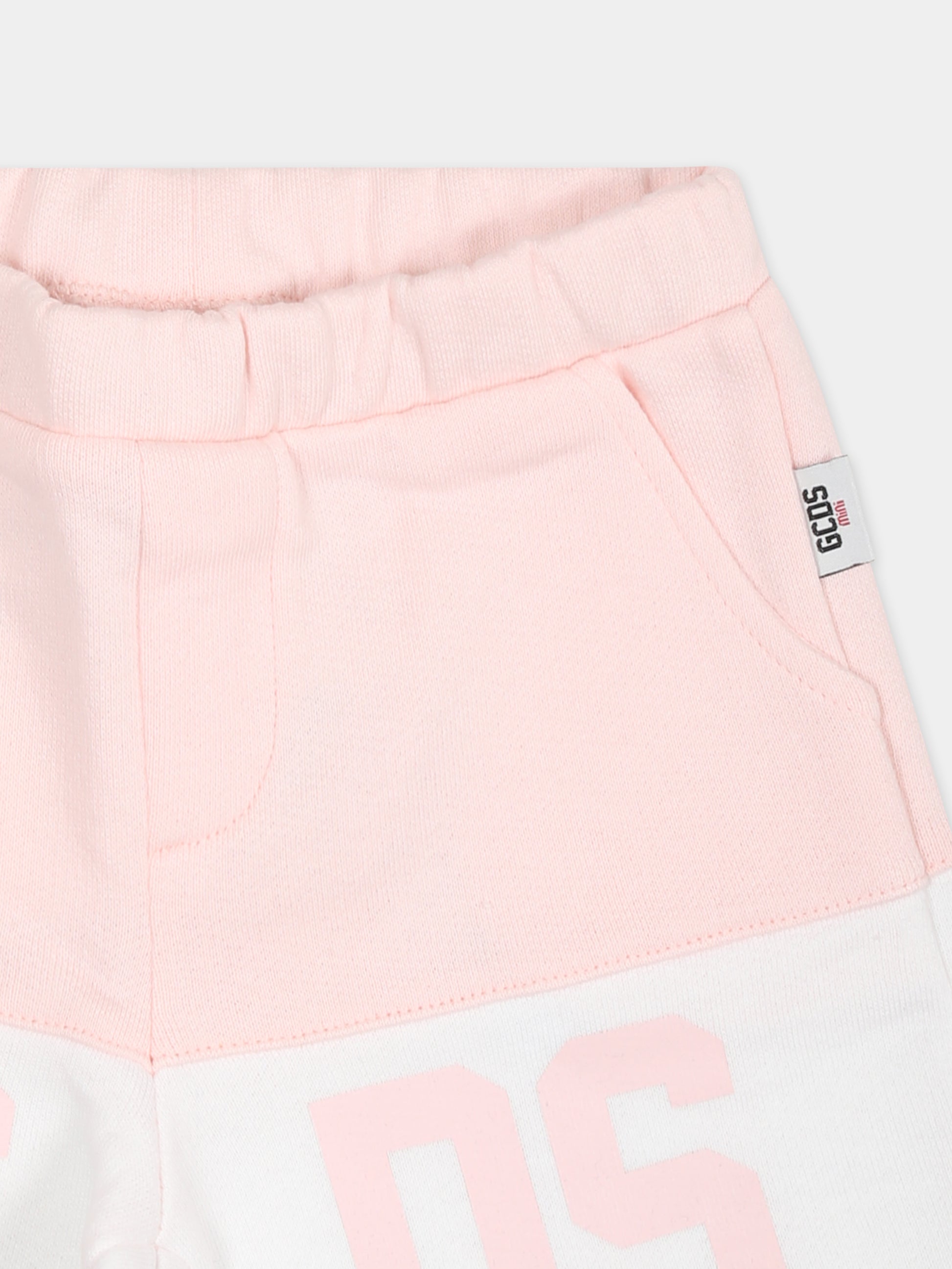 Shorts sportivi rosa  per neonati con logo,Gcds Kids,GMQ002 LCA33 52483