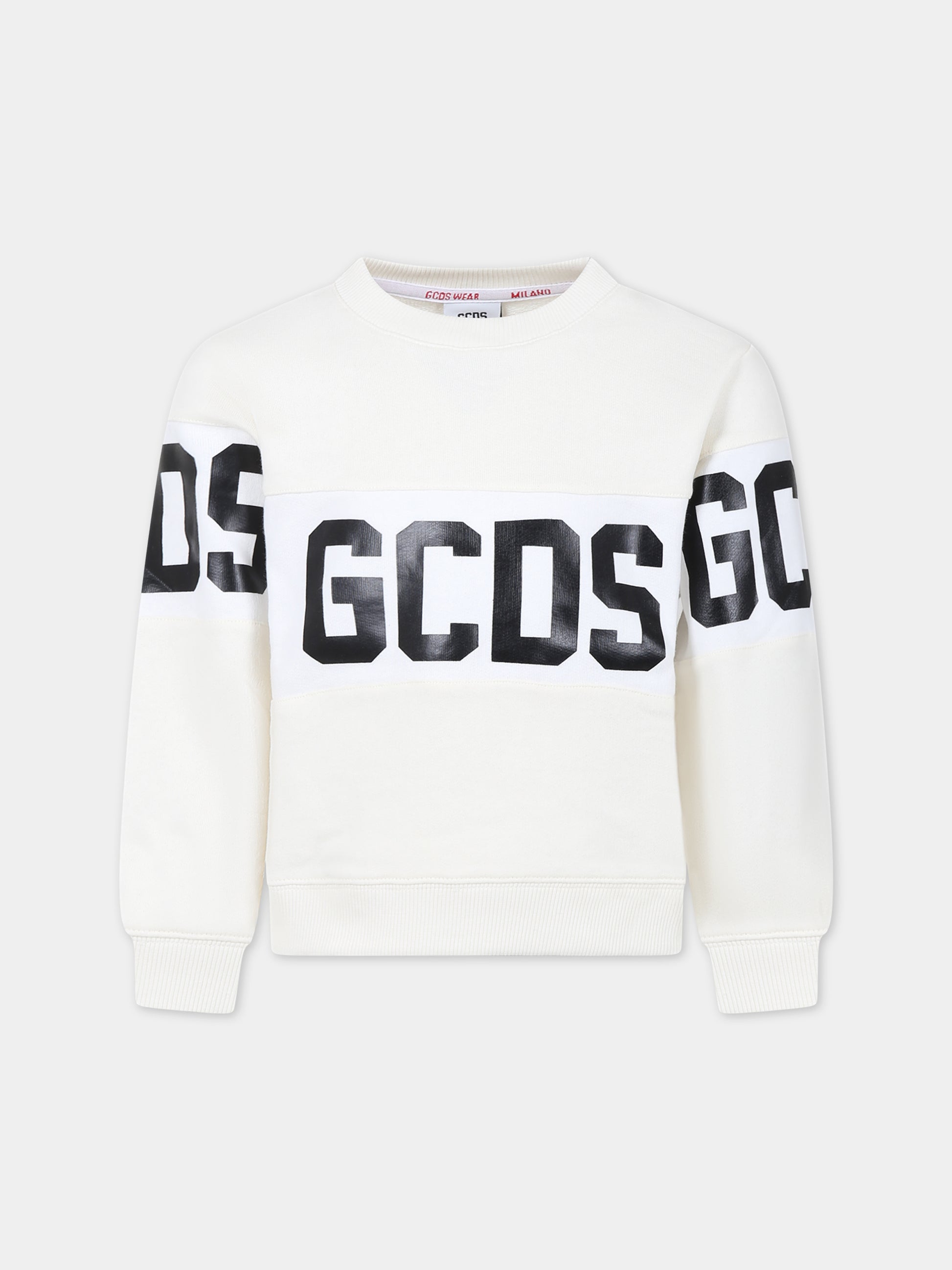 Felpa bianca per bambini con logo,Gcds Kids,DNF005 LCA33 10063