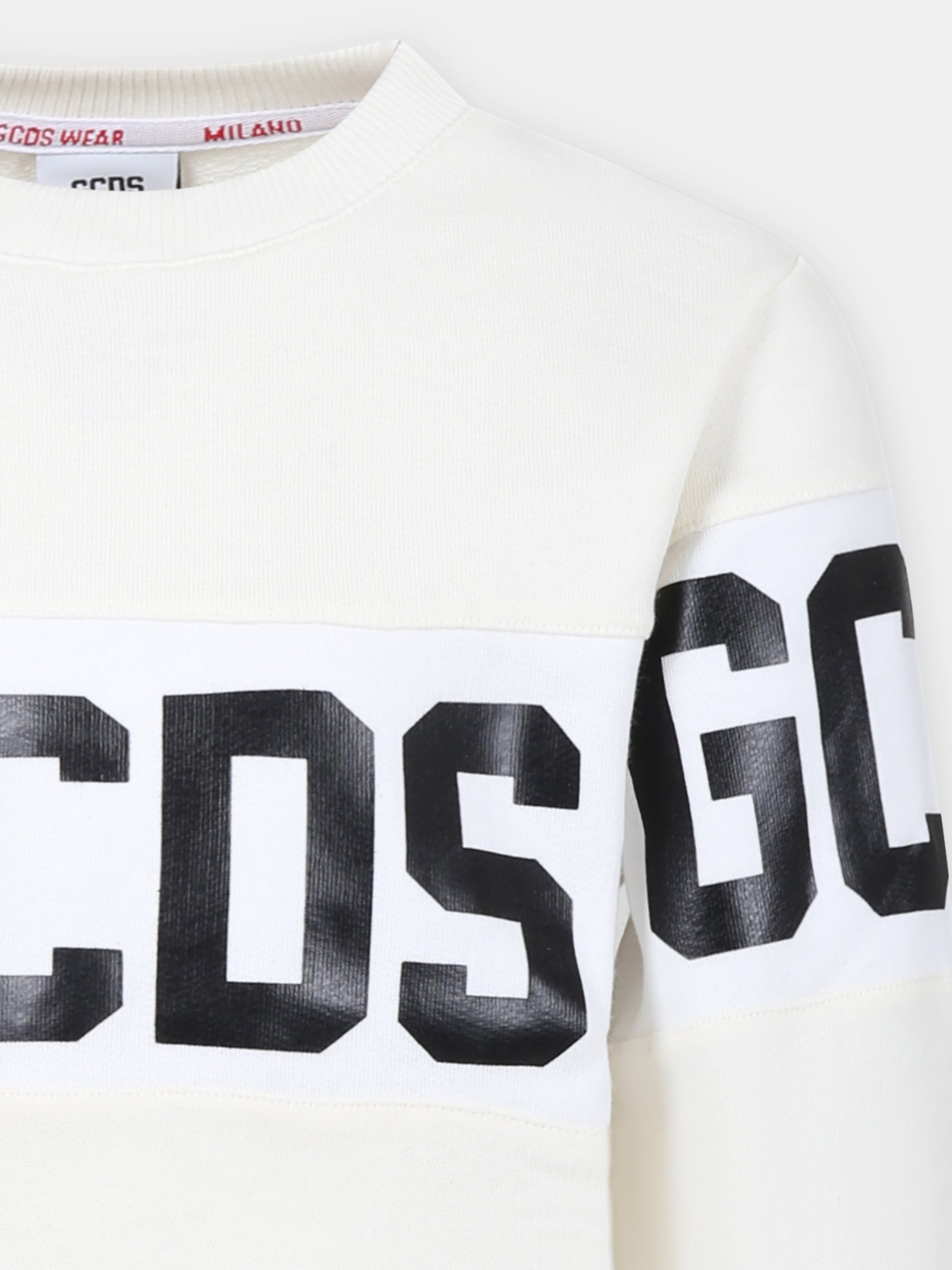 Felpa bianca per bambini con logo,Gcds Kids,DNF005 LCA33 10063