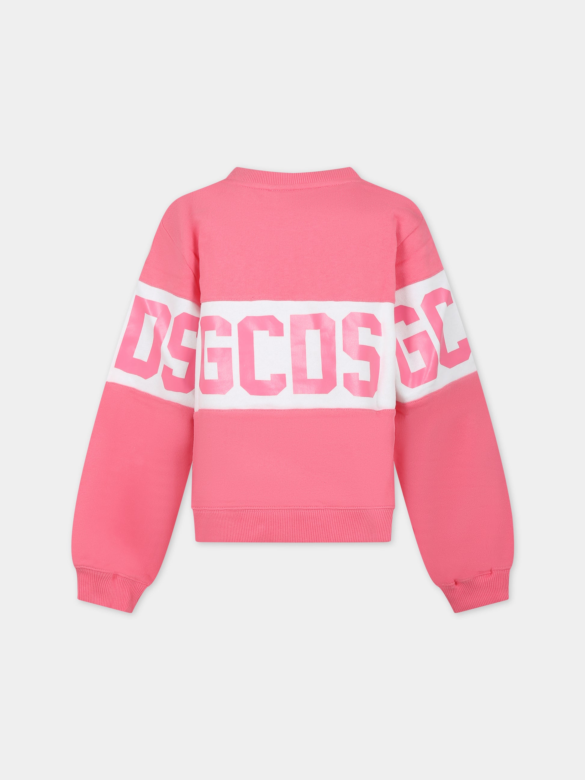 Felpa rosa per bambina con logo,Gcds Kids,DNF005 LCA33 51452