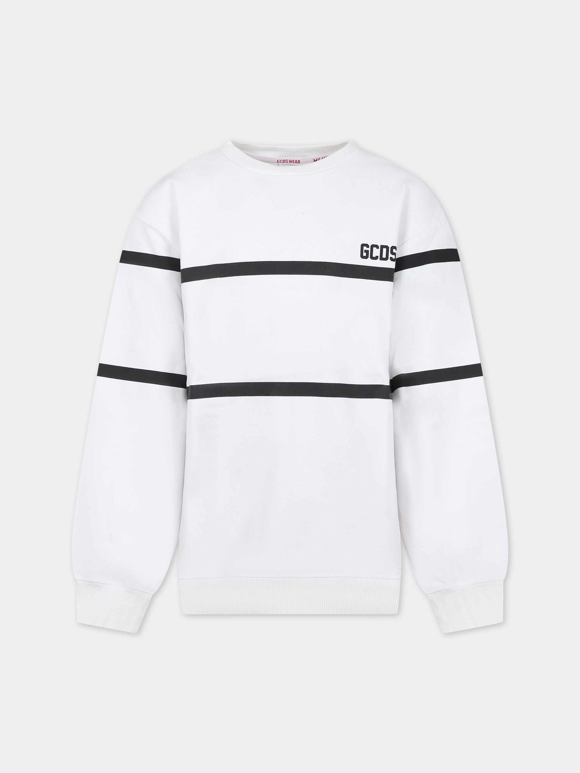 Felpa bianca per bambini con logo nero,Gcds Kids,DOF000 LCA52 10101