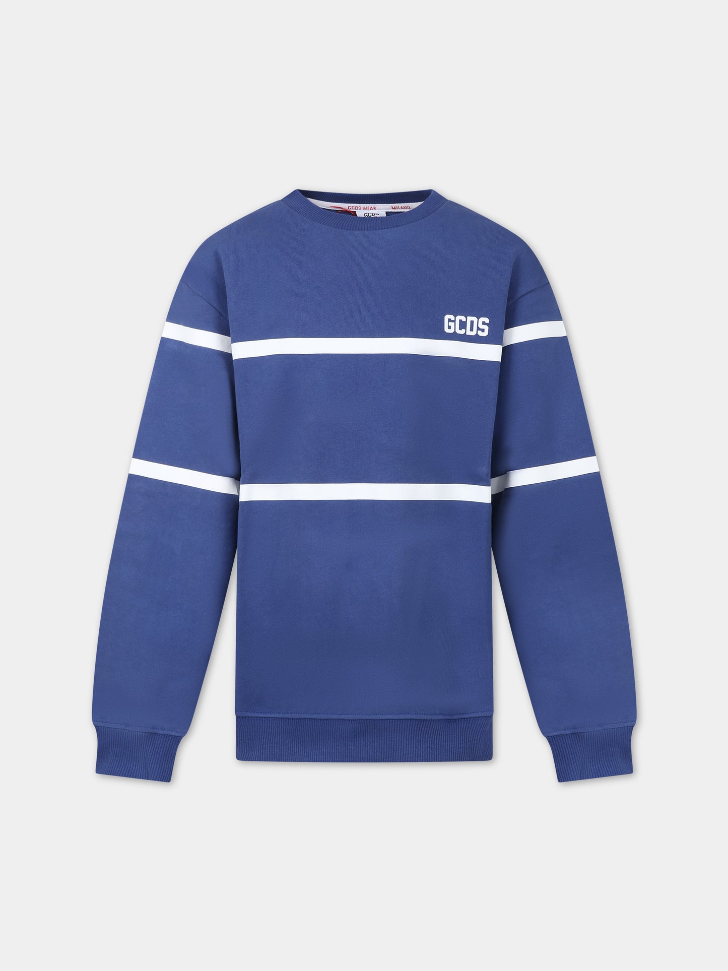 Felpa blu per bambini con logo bianco,Gcds Kids,DOF000 LCA52 40263