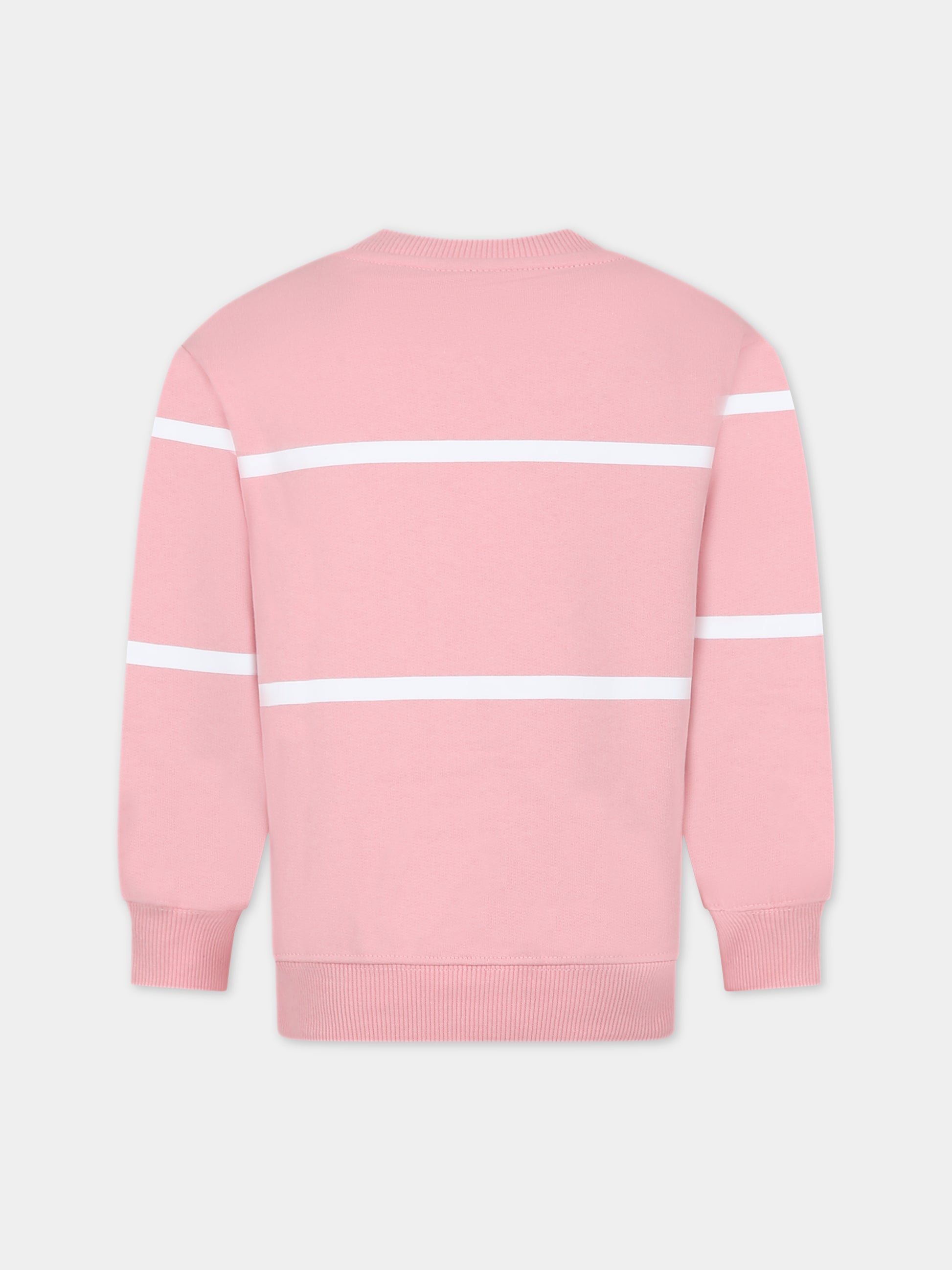 Felpa rosa per bambina con logo nero,Gcds Kids,DOF000 LCA52 51630