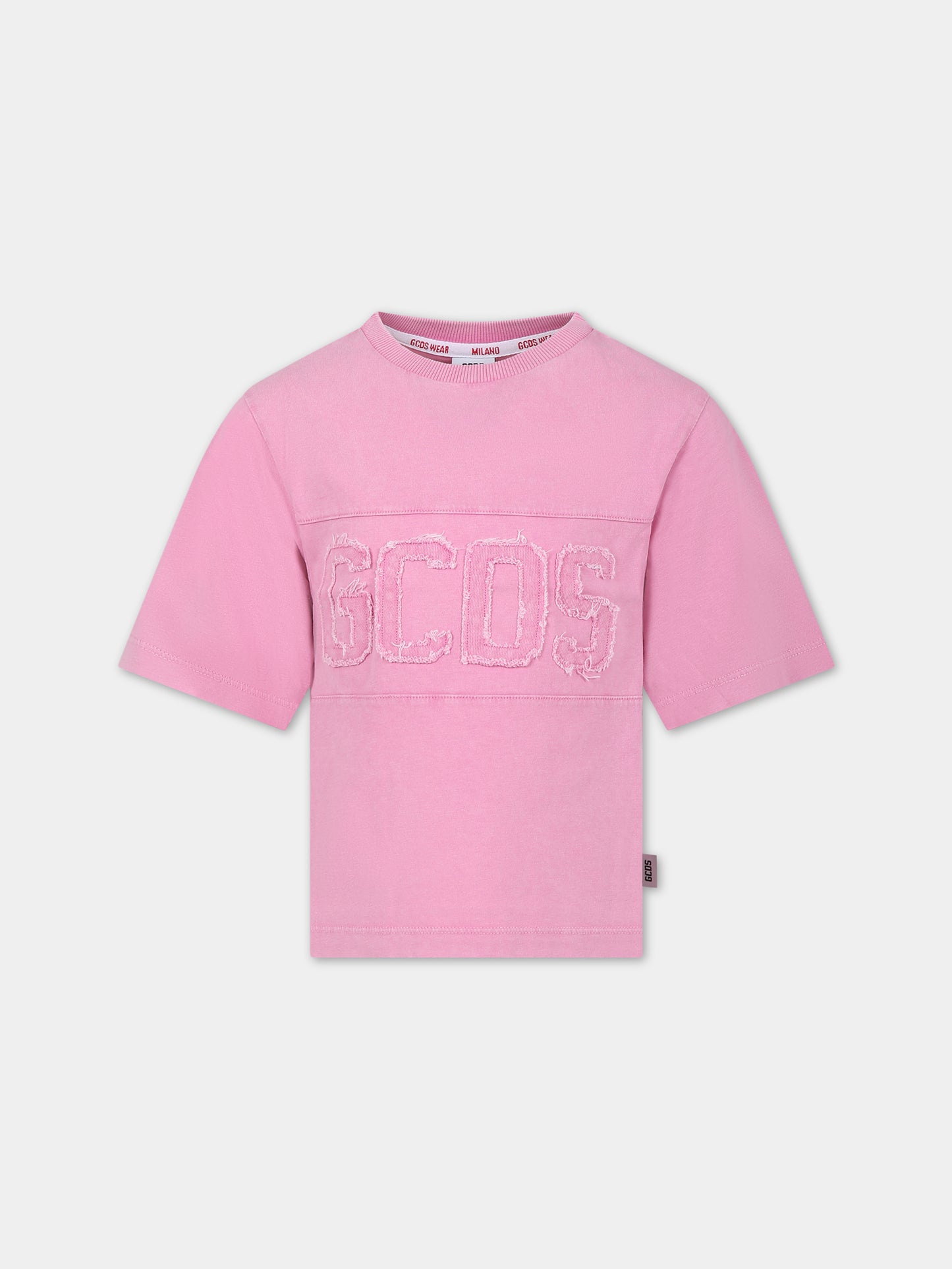 T-shirt rosa per bambina con logo,Gcds Kids,DMM00A LAC01 52861