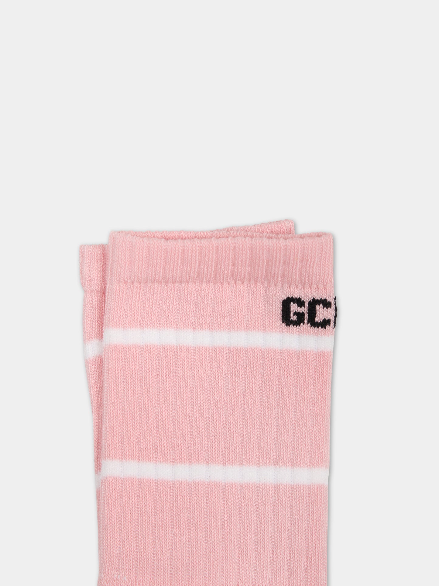 Calze rosa per bambina con logo,Gcds Kids,DUX00L LHE25 51630