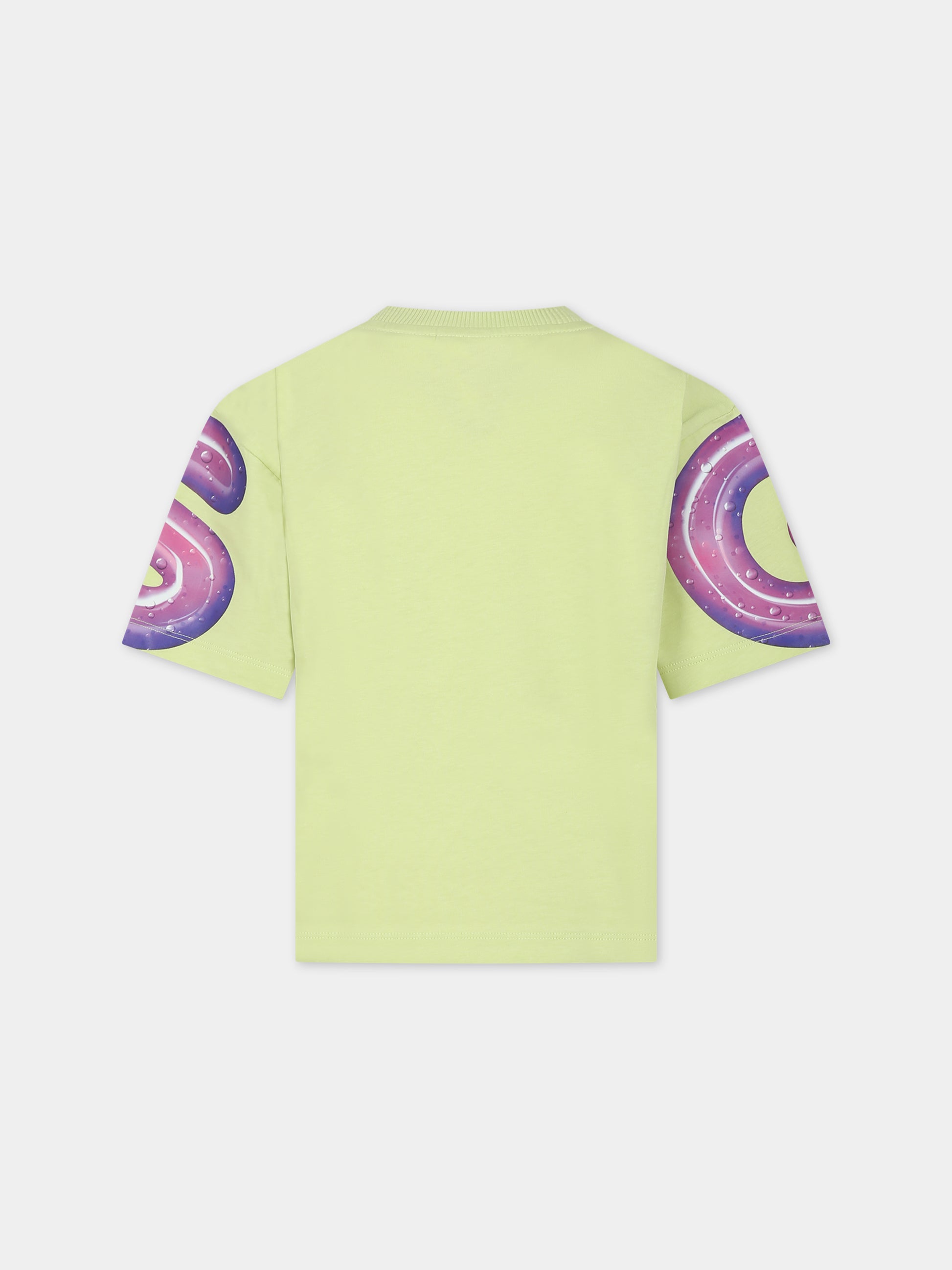 T-shirt verde per bambini con logo,Gcds Kids,DRM002 LAA23 30865