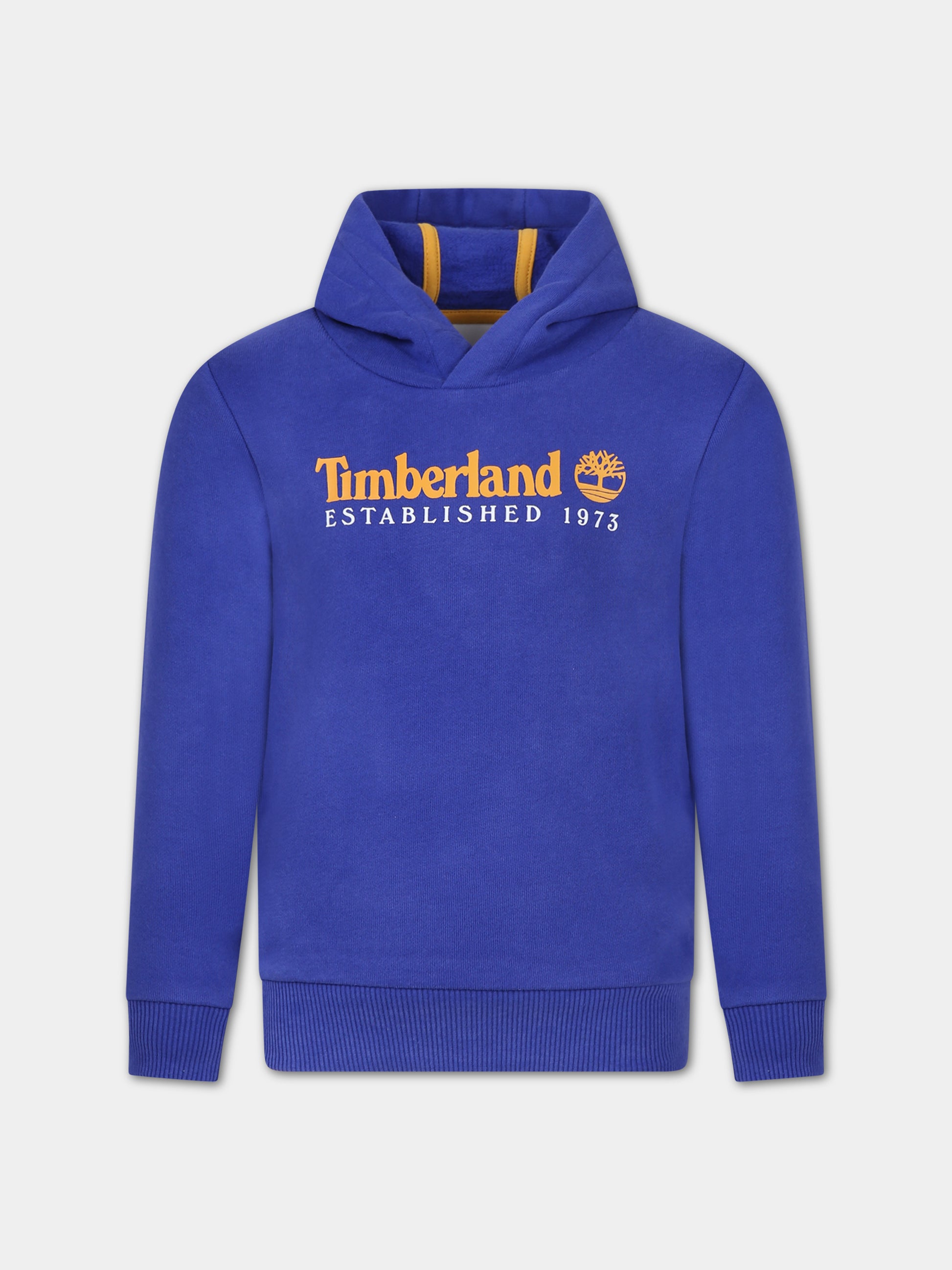 Felpa blu per bambino con logo,Timberland,T25U56 80A