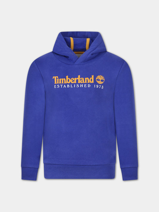 Felpa blu per bambino con logo,Timberland,T25U56 80A