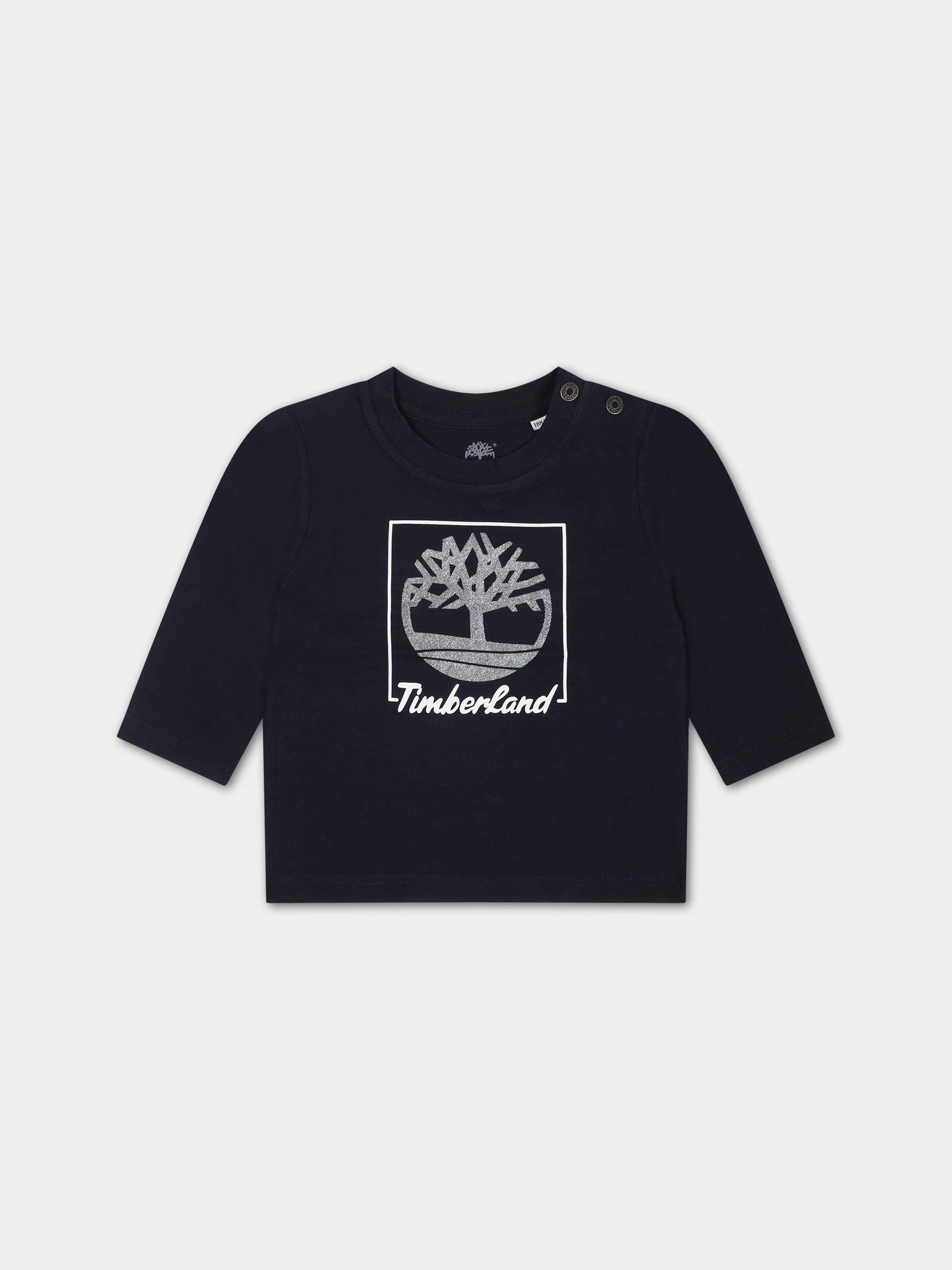 T-shirt blu per neonato con stampa logo,Timberland,T60002 857