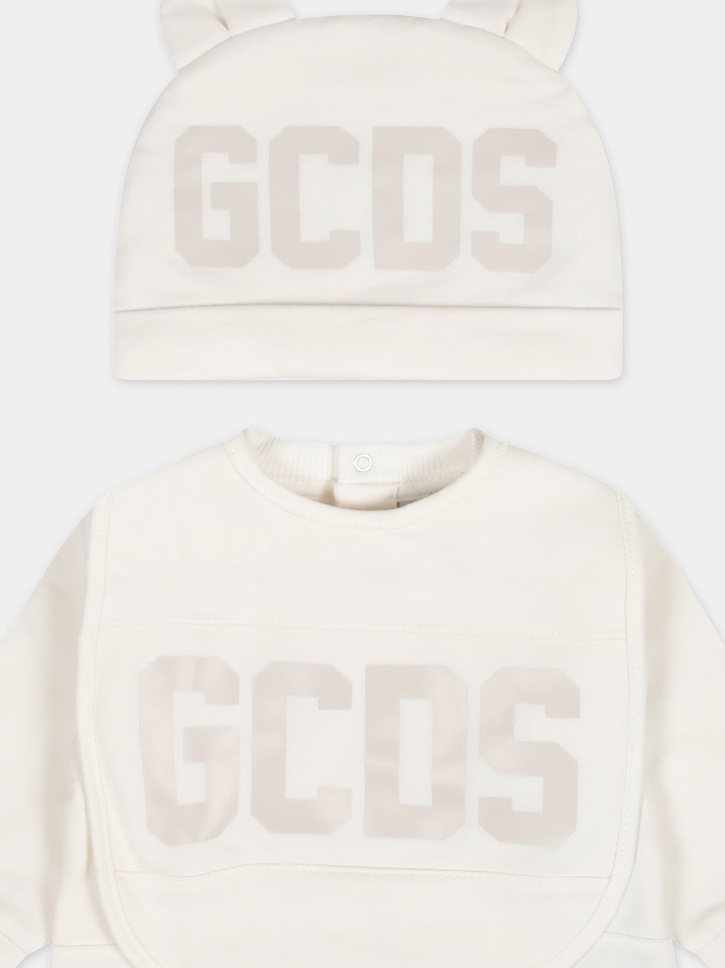 Set avorio per neonato con logo,Gcds Kids,GOY007 LDA26 10063