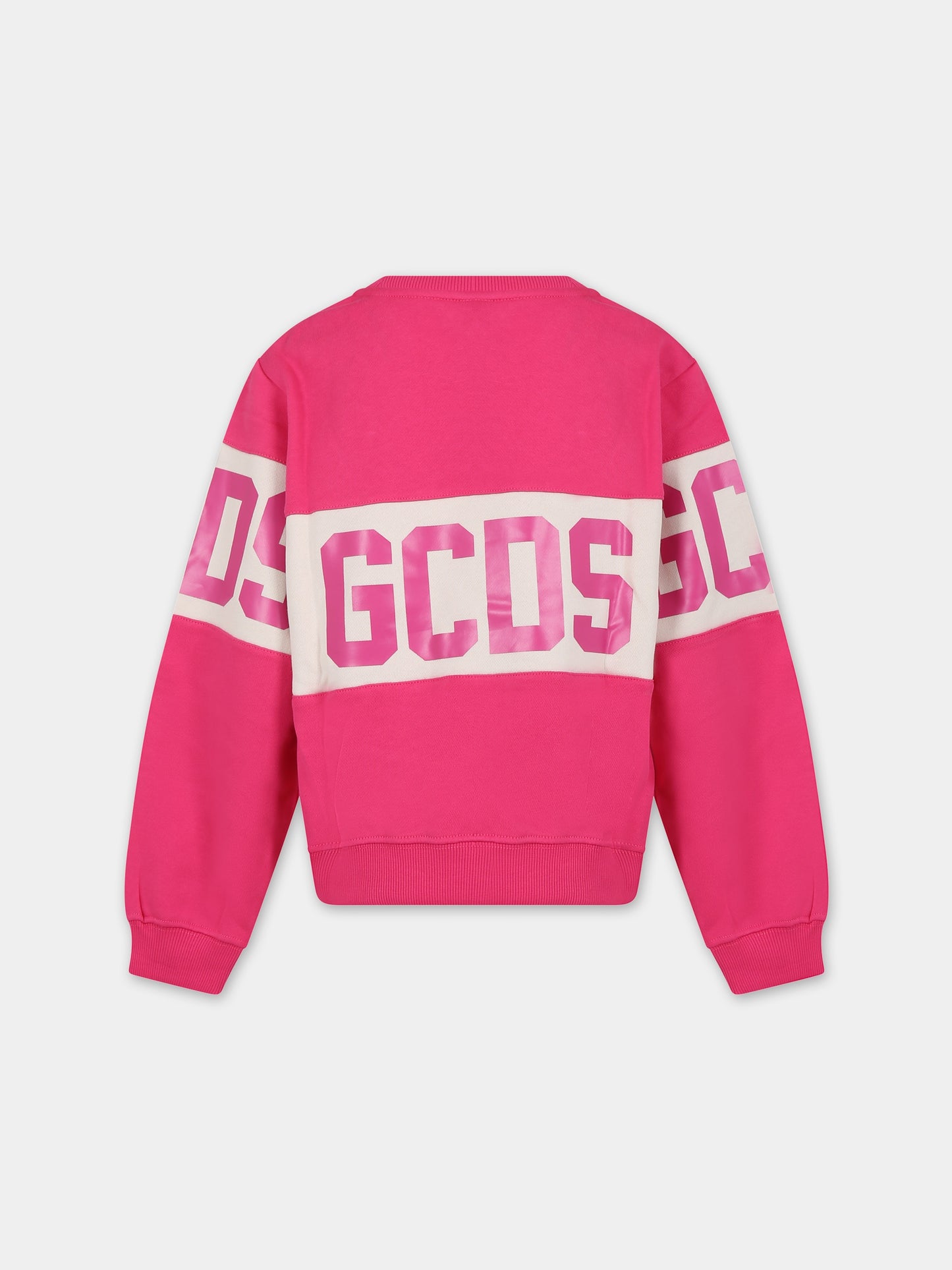 Felpa fucsia per bambina con logo,Gcds Kids,DOF005 LCA44 50605