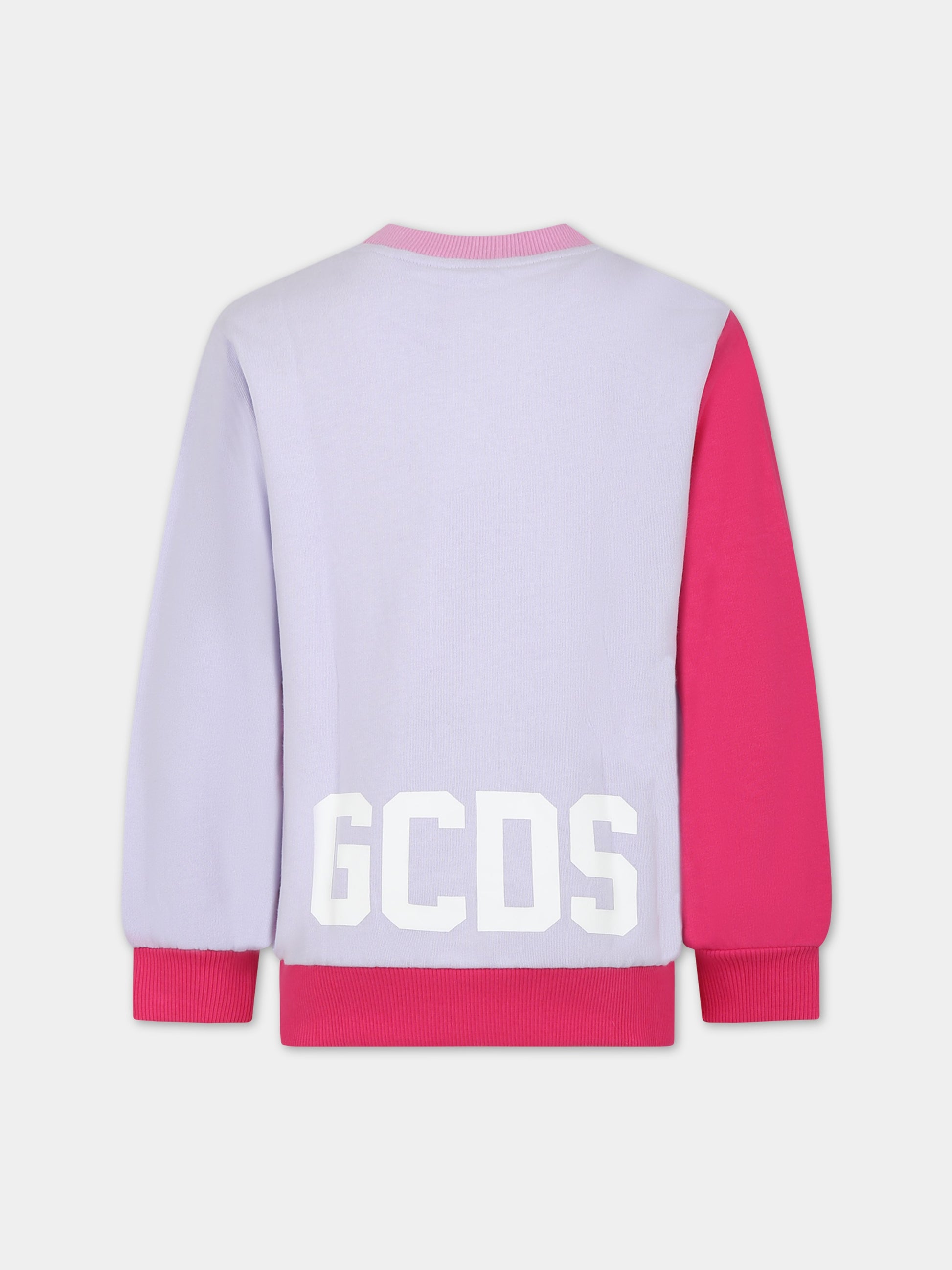 Felpa rosa per bambina con logo,Gcds Kids,DUF00P LCA14 88926
