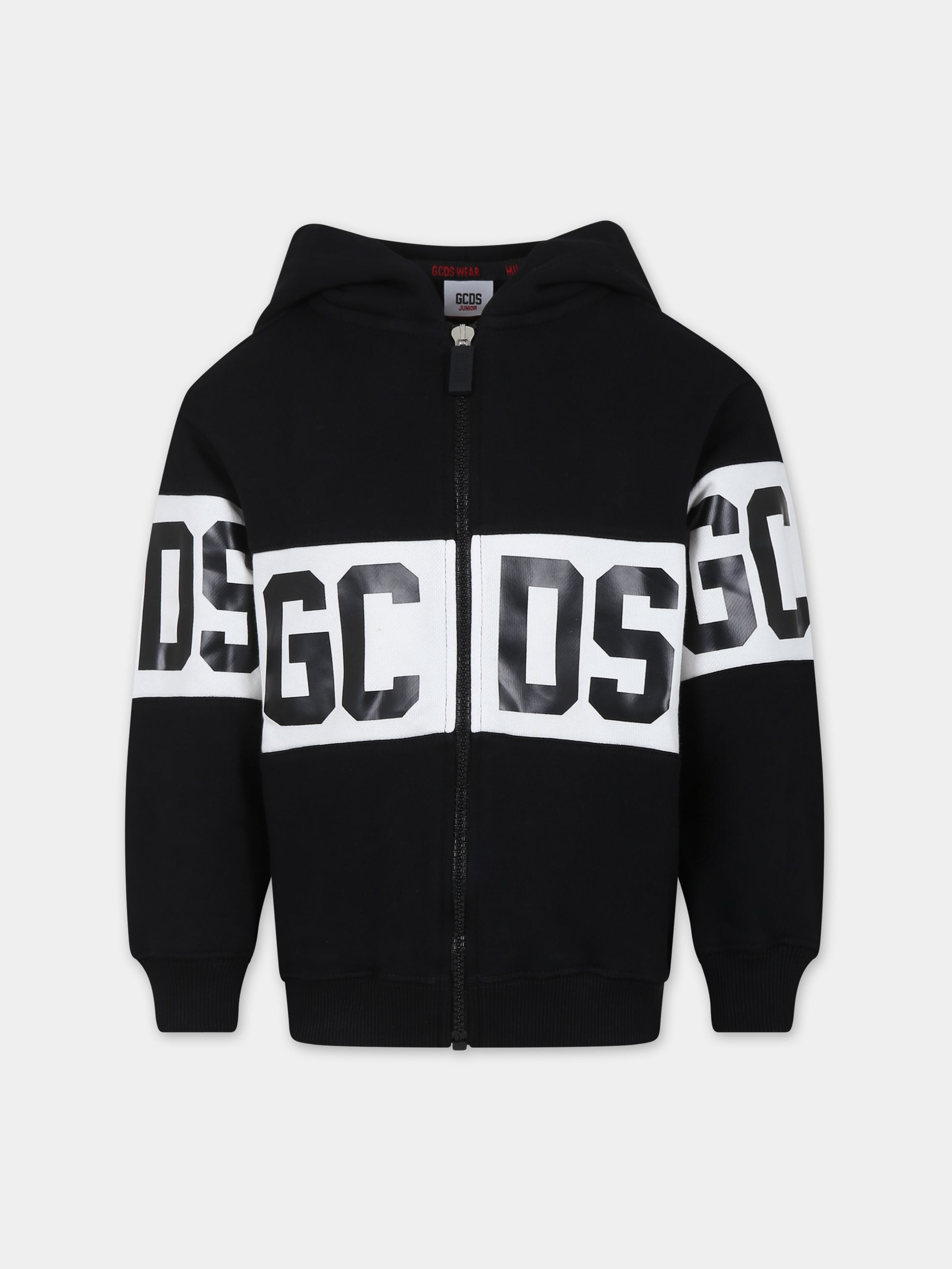 Felpa nera per bambini con logo,Gcds Kids,DOF004 LCA44 60100