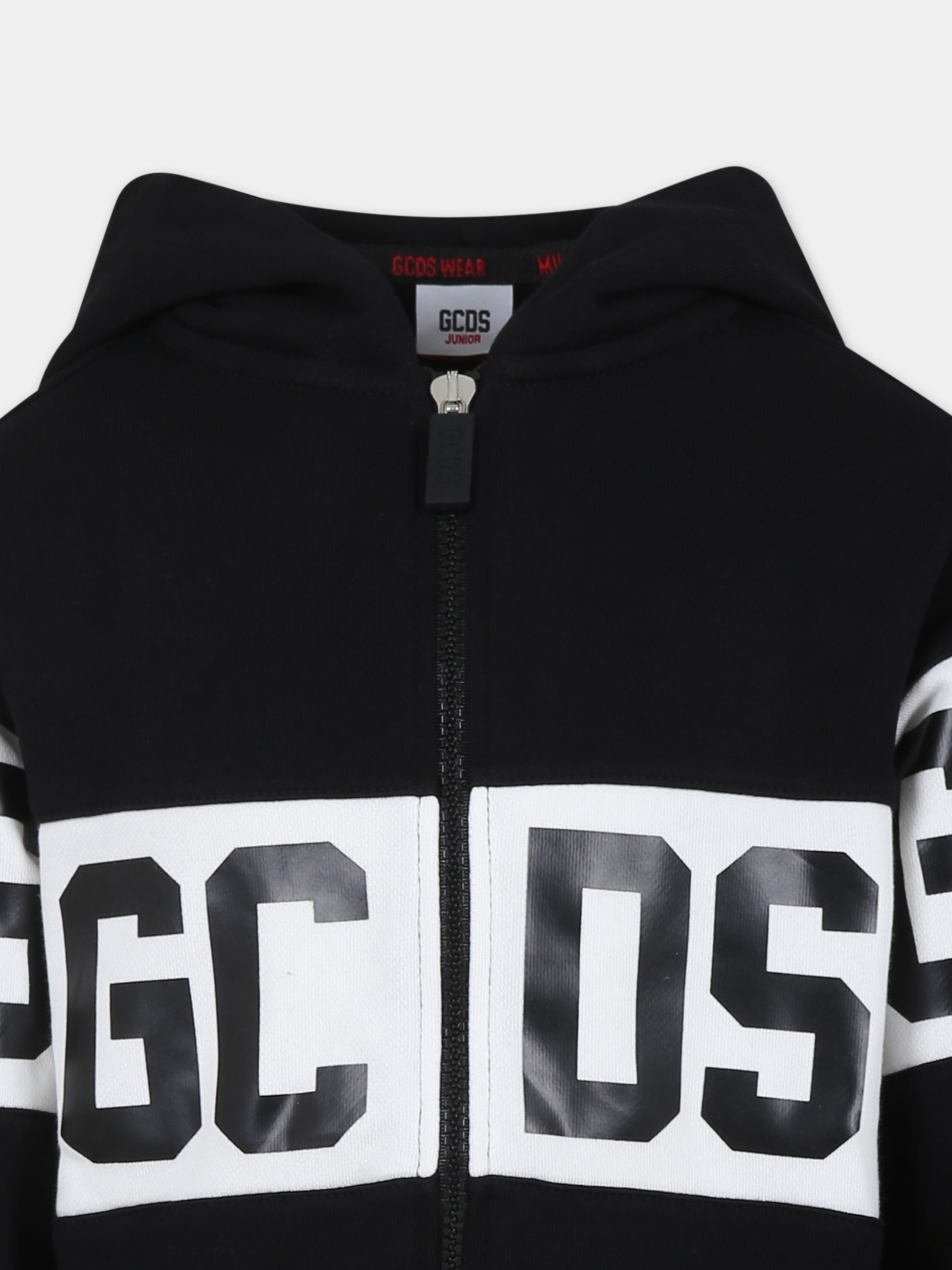 Felpa nera per bambini con logo,Gcds Kids,DOF004 LCA44 60100