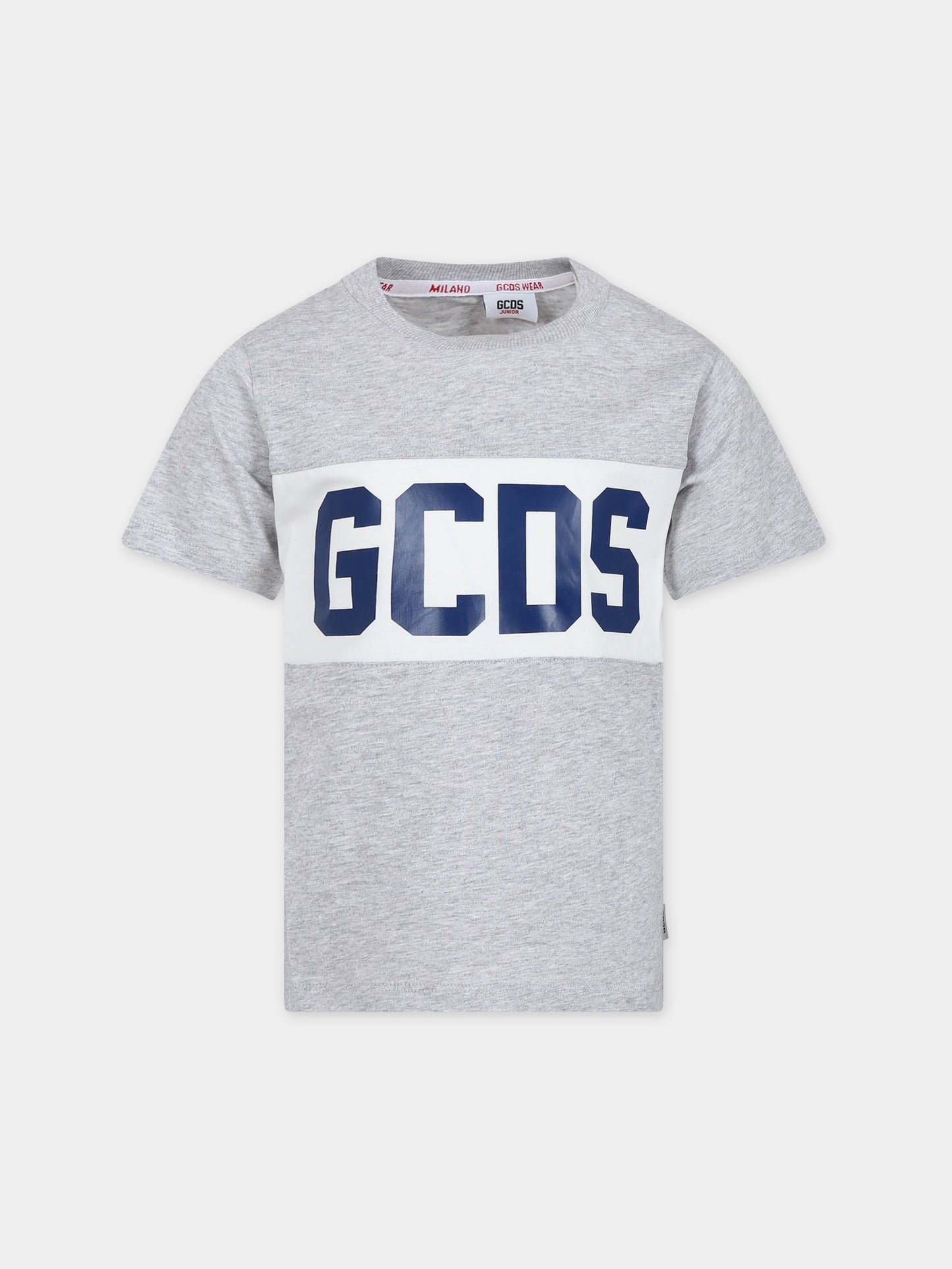 T-shirt grigia per bambini con logo,Gcds Kids,DOM005 LAA22 60926