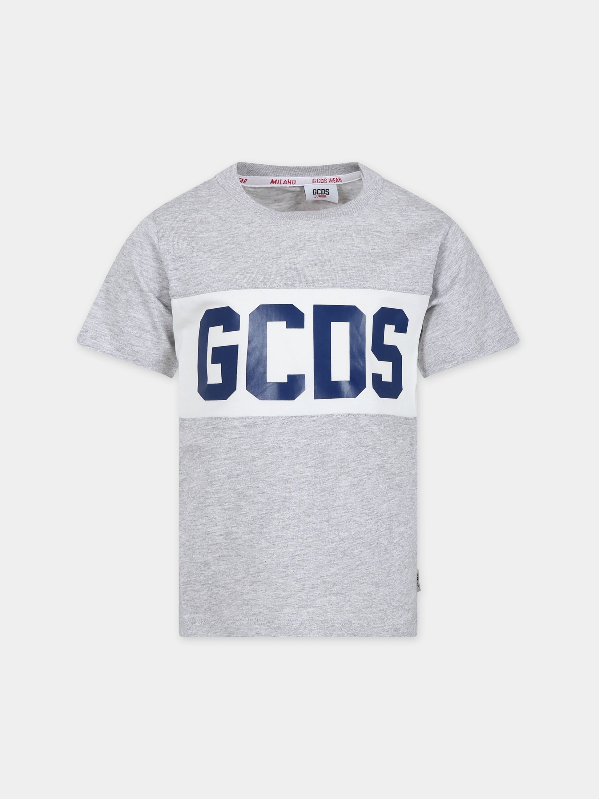 T-shirt grigia per bambini con logo,Gcds Kids,DOM005 LAA22 60926