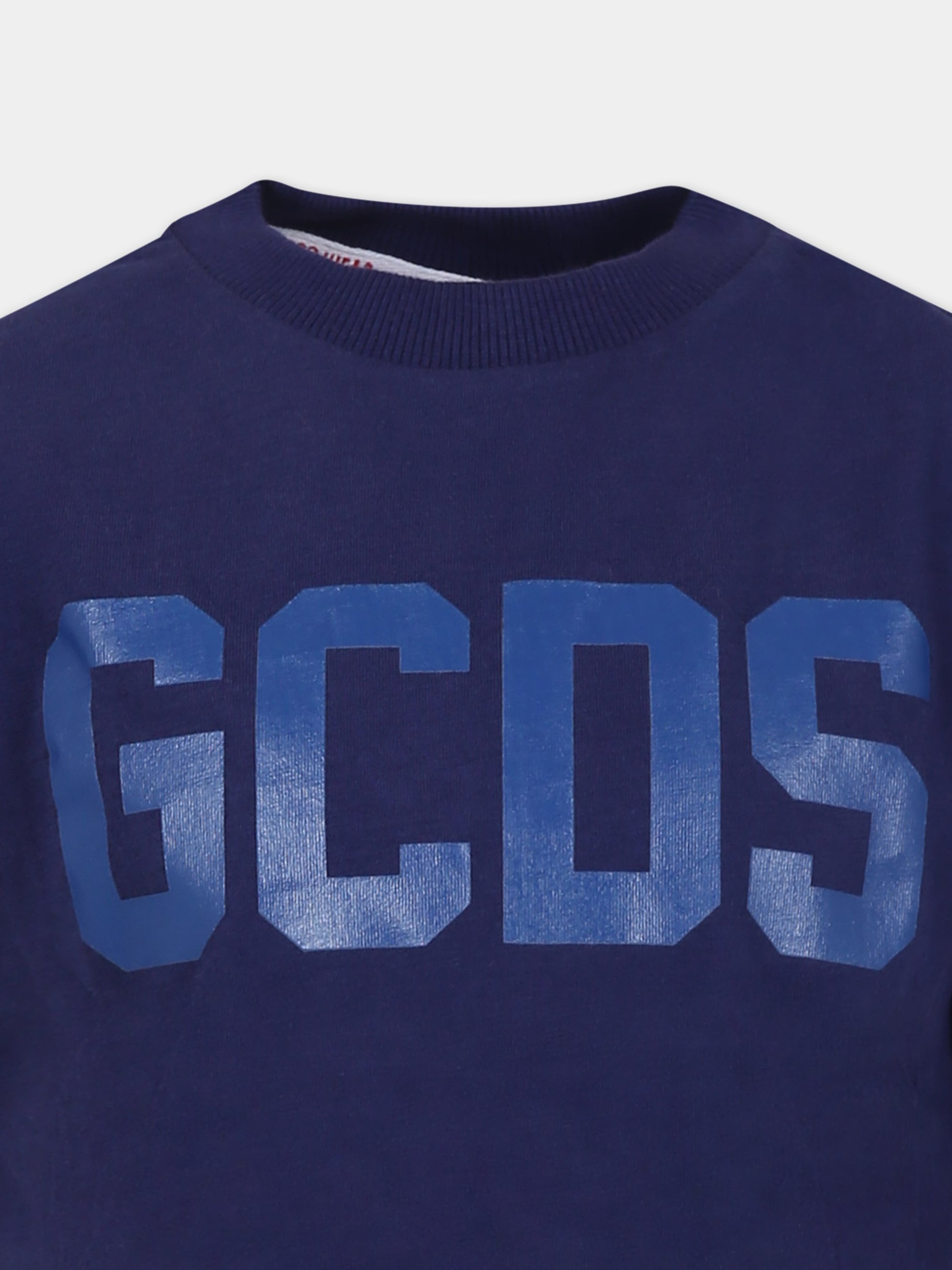 T-shirt blu per bambini con logo,Gcds Kids,DSM00I LAA01 40258