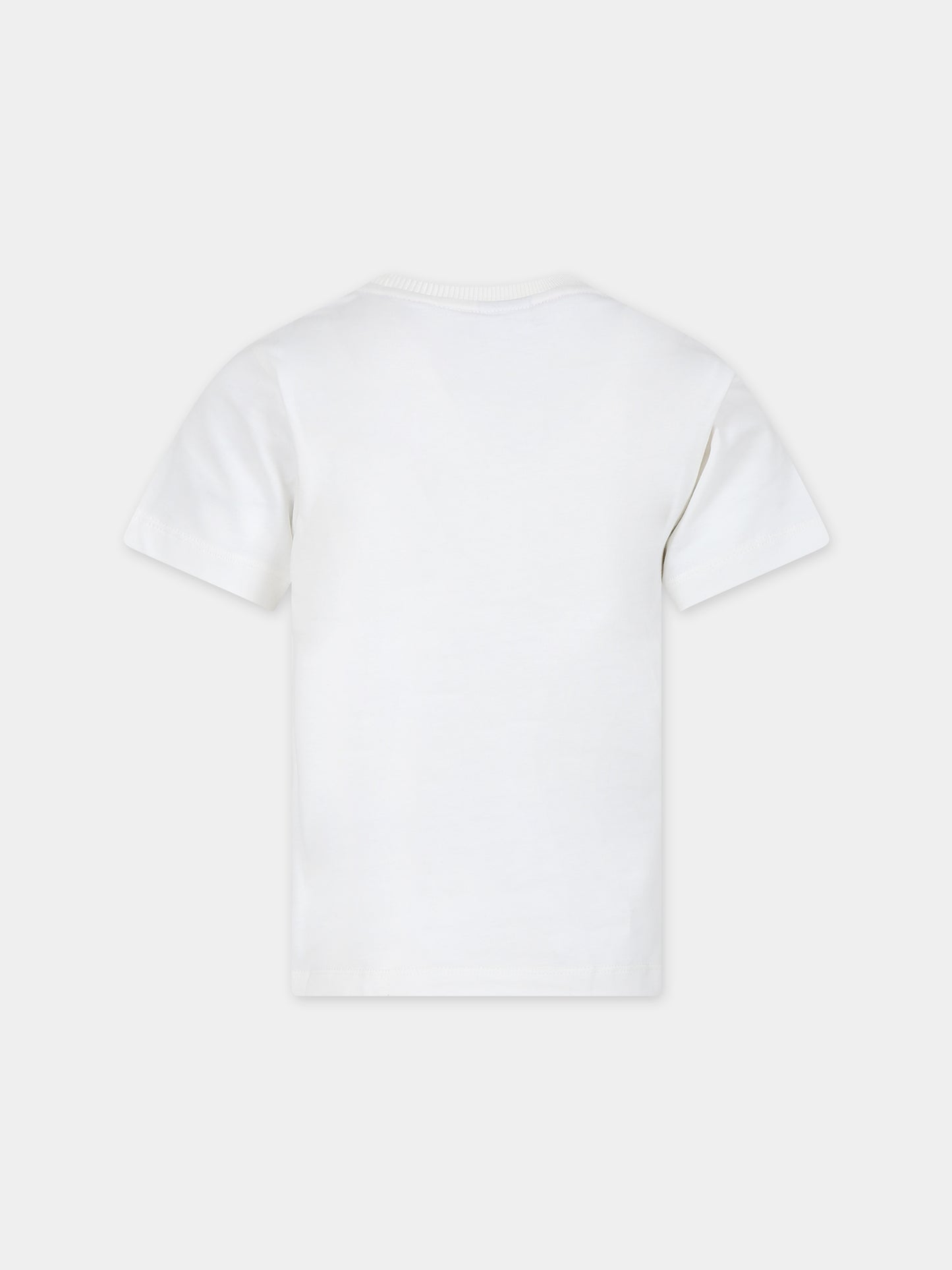 T-shirt bianca per bambini con logo in rilievo,Gcds Kids,DSM00I LAA01 10063