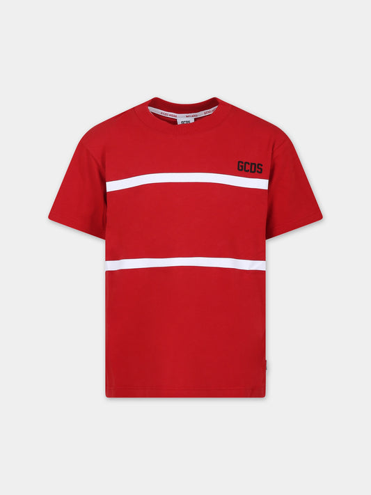 T-shirt rossa per bambini con logo,Gcds Kids,DRM00I LAA24 50975