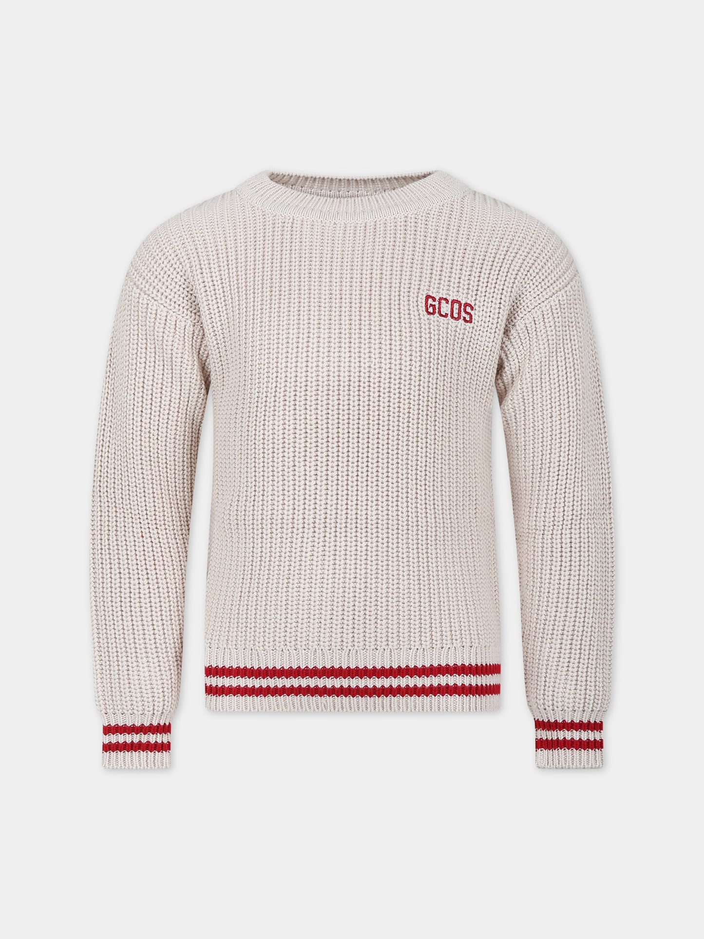 Maglione beige per bambini con logo,Gcds Kids,DUW00D LHE03 20325