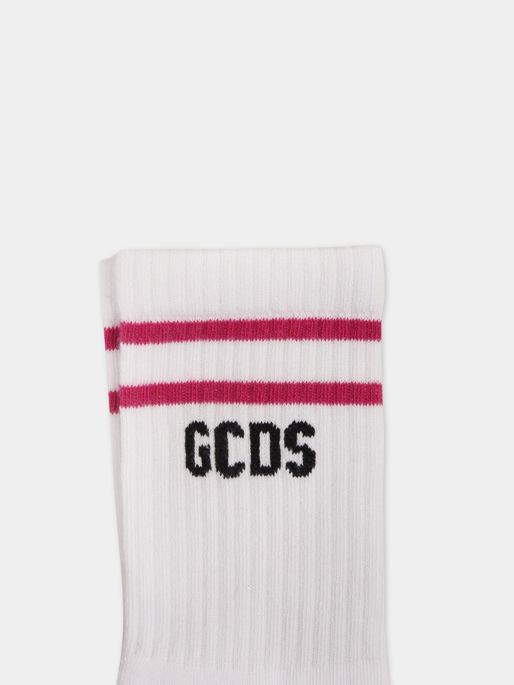 Calze bianche per bambini con logo,Gcds Kids,DUX00Y LHE25 10101
